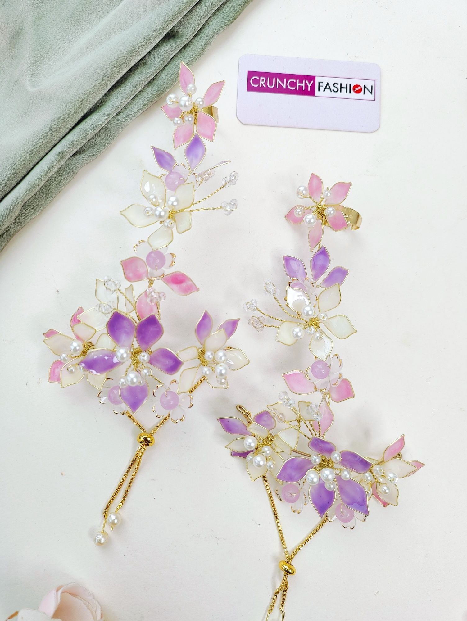 Lavender-Pink Floral Carnival Resin Bridal Set for Haldi-Mehndi