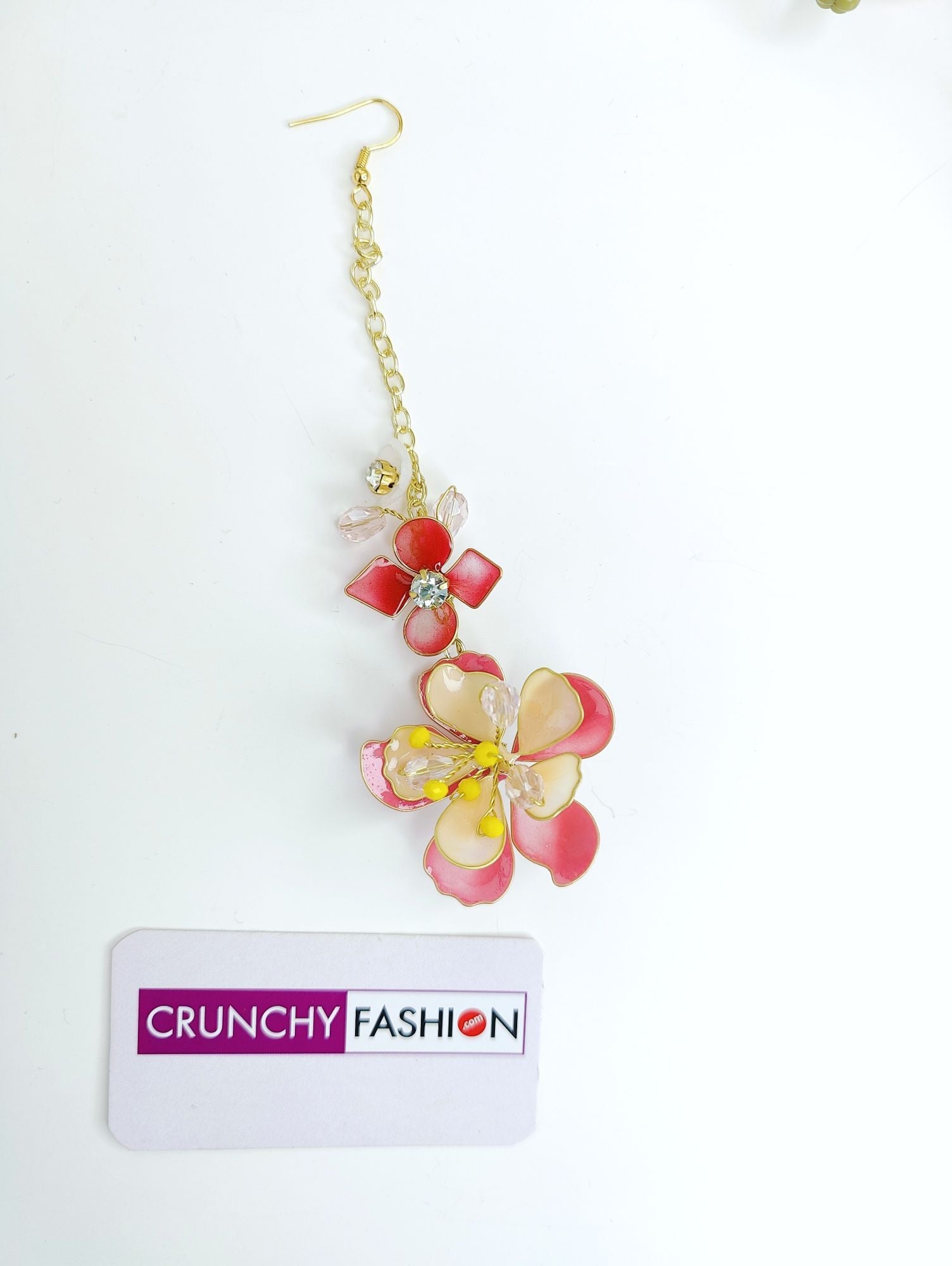 Pink-Orange Floral Resin Bridal Haldi Jewellery Set
