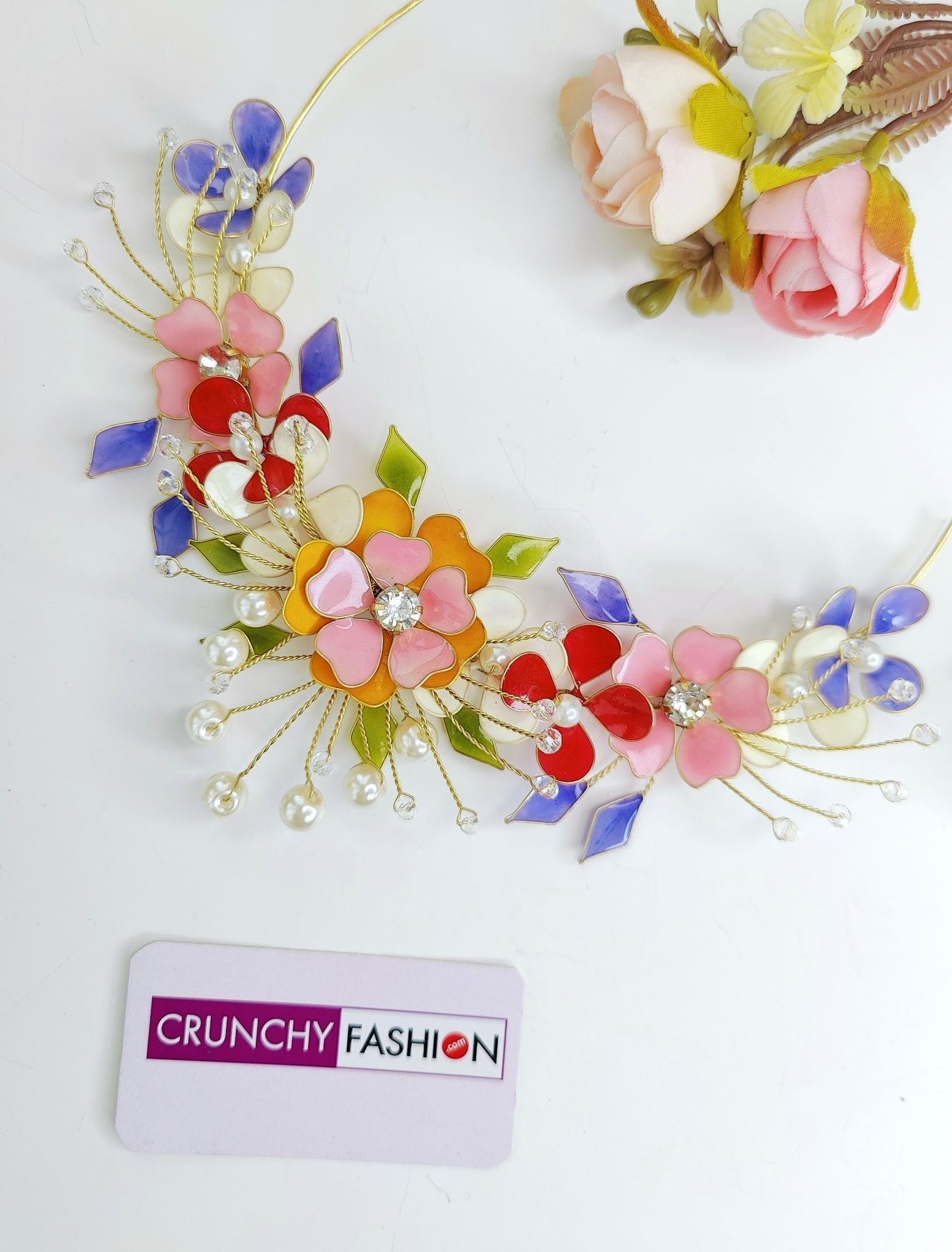 Multicolored Floral Jewellery Set for Haldi Mehndi Brides Resin