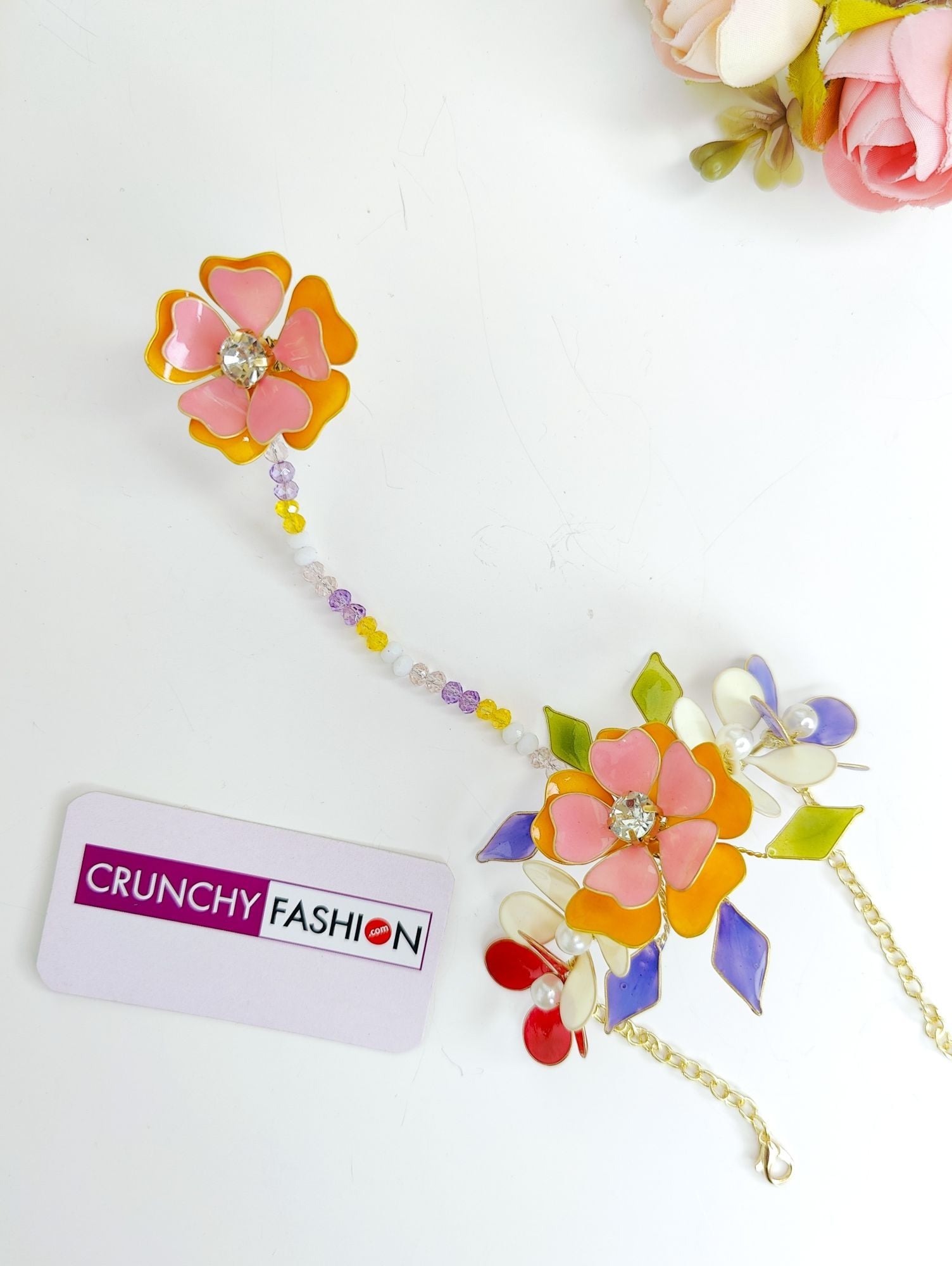 Multicolored Floral Jewellery Set for Haldi Mehndi Brides Resin