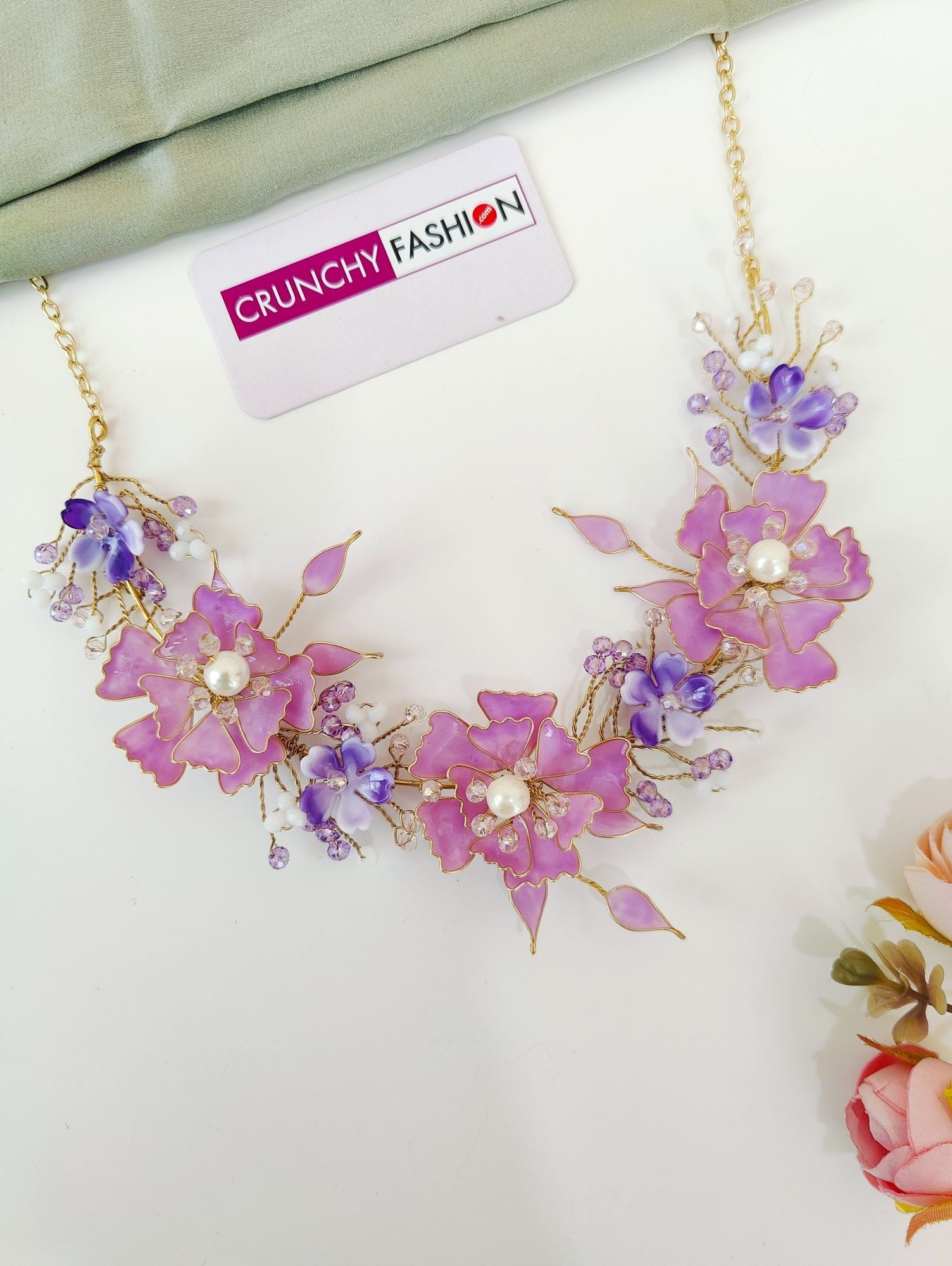 Lavender Floral Resin Bridal Haldi Jewellery Set