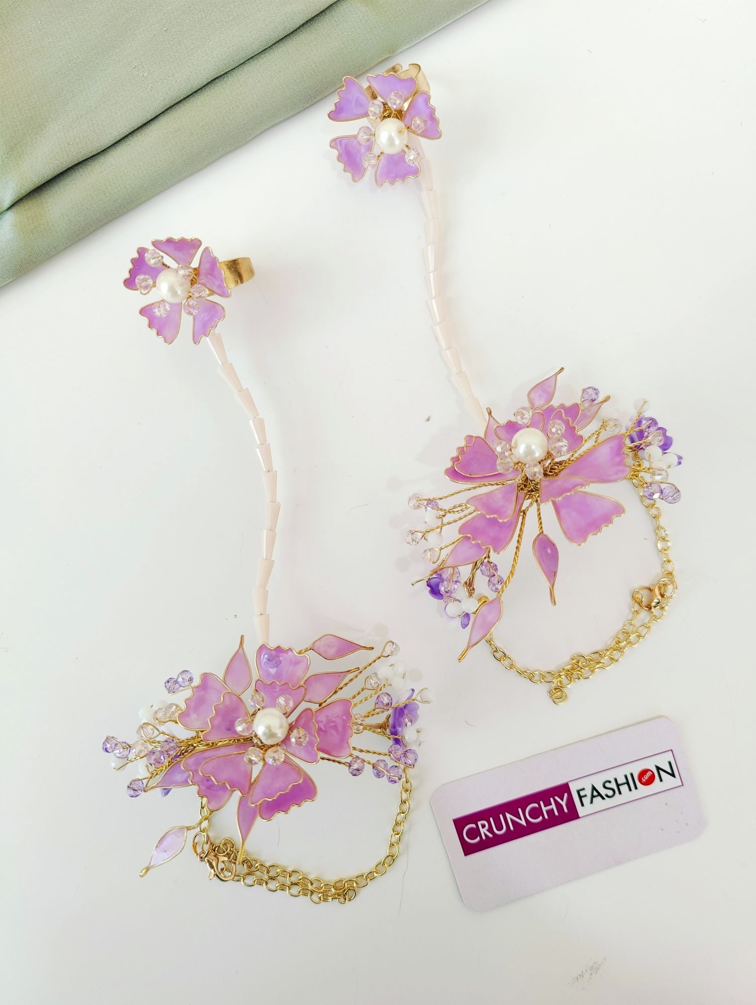 Lavender Floral Resin Bridal Haldi Jewellery Set