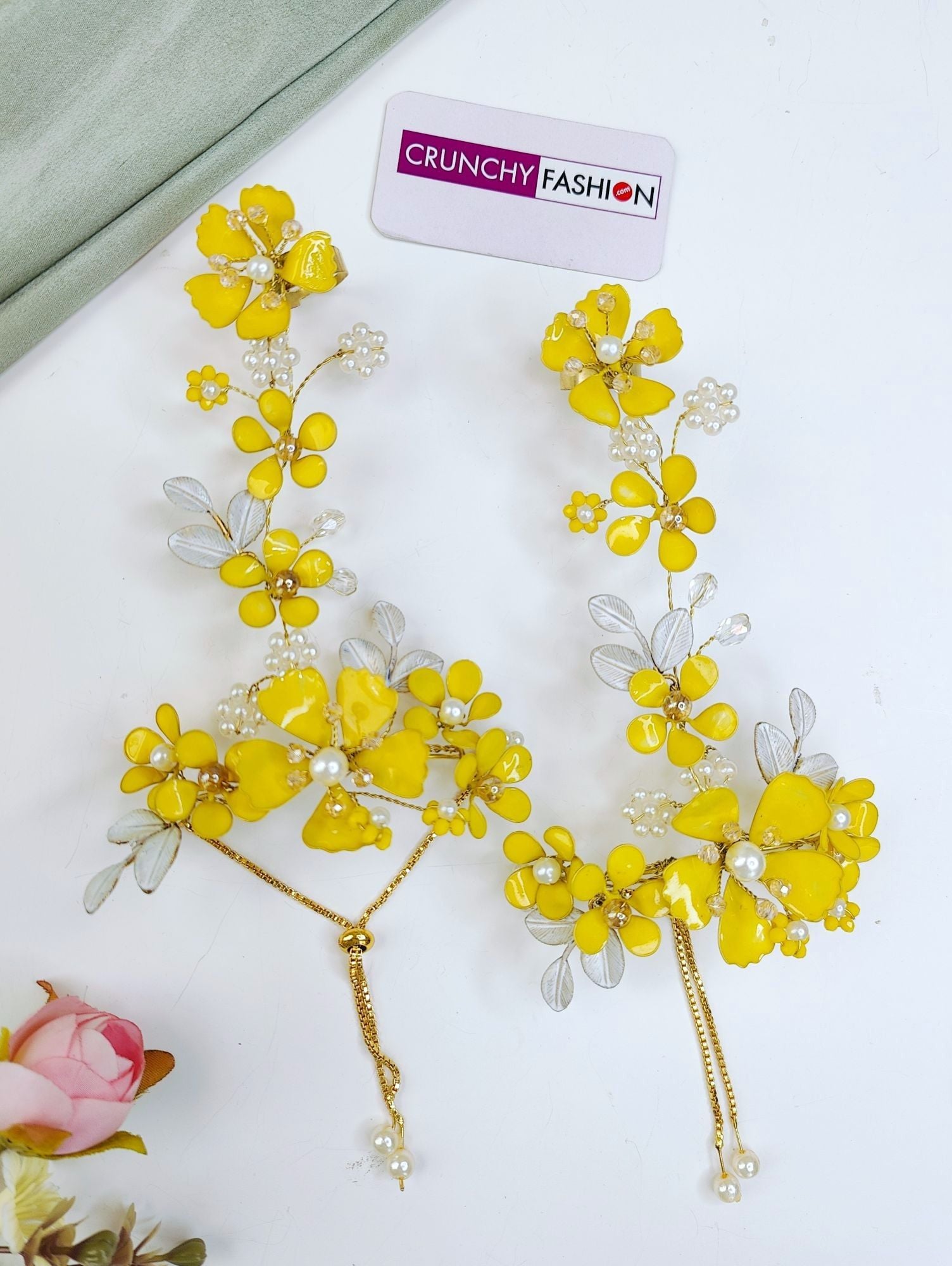 Yellow Floral Haldi Bridal Resin Jewellery Set