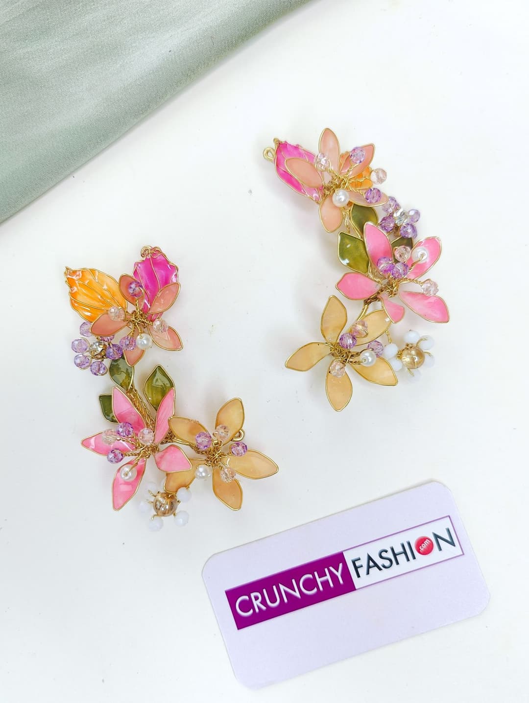 Pink-Peach Floral Bridal Haldi Mehndi Jewellery Set