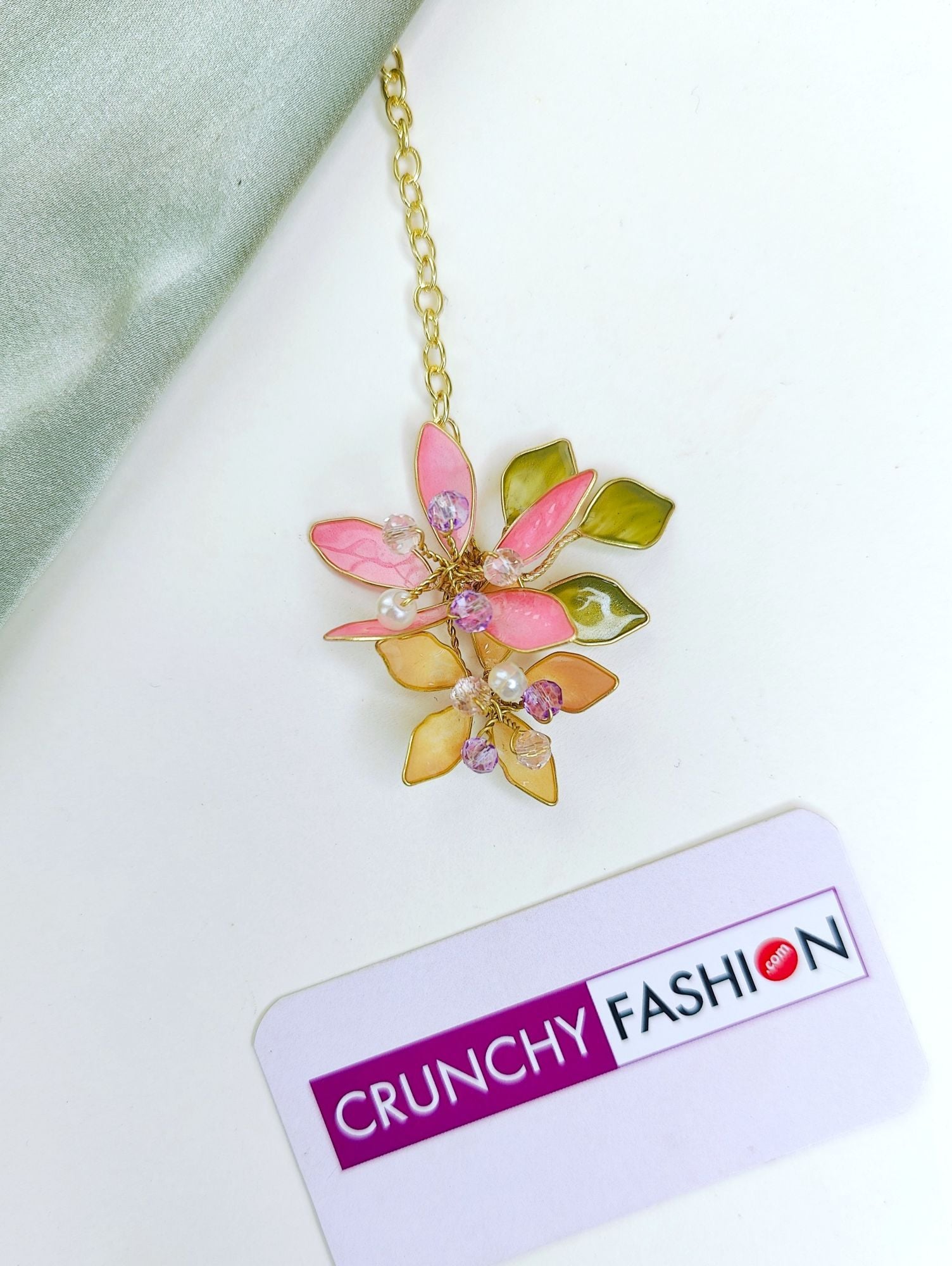 Pink-Peach Floral Bridal Haldi Mehndi Jewellery Set