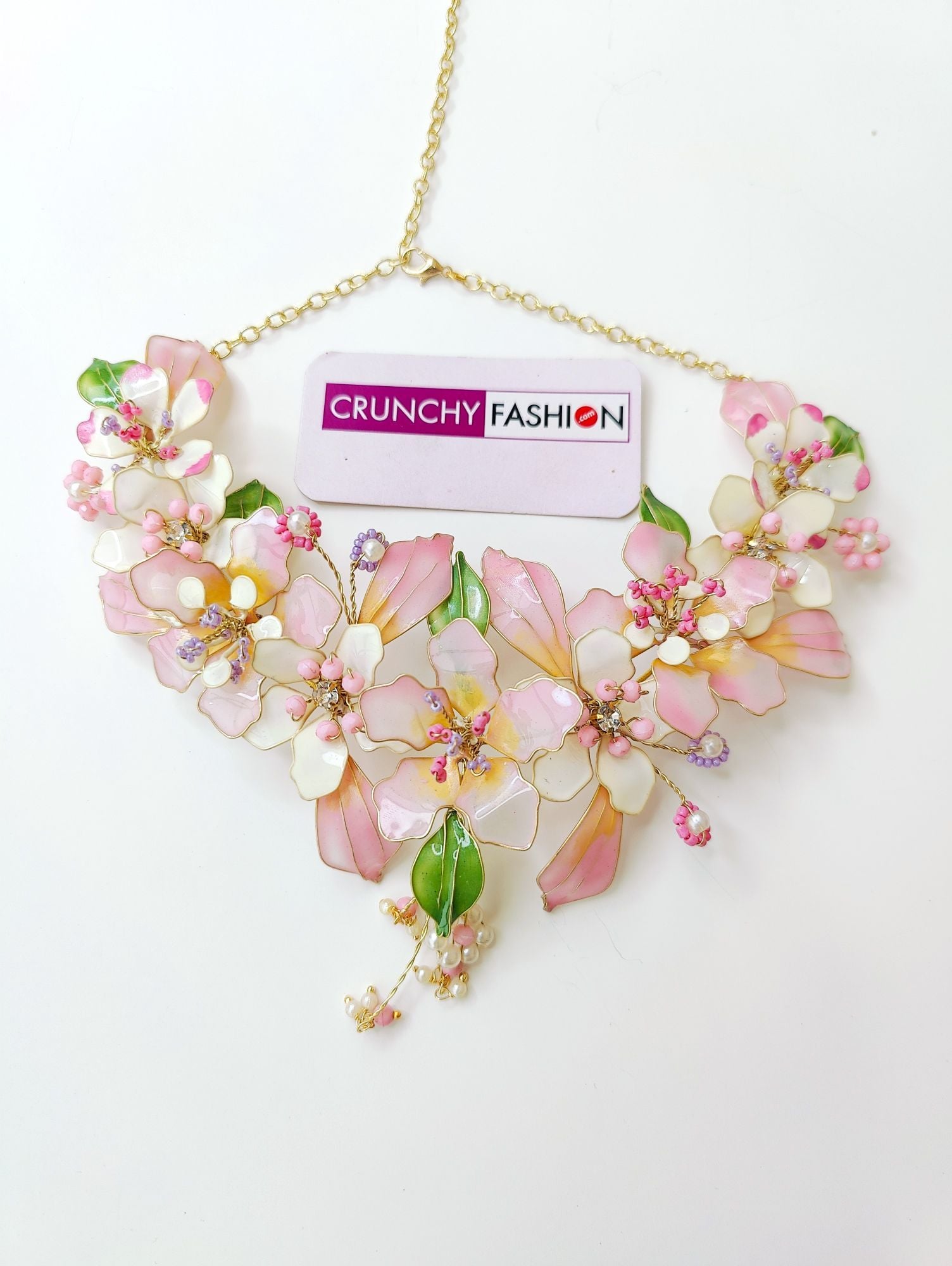 Pastel Pink Floral Haldi Resin Bridal Jewellery Set