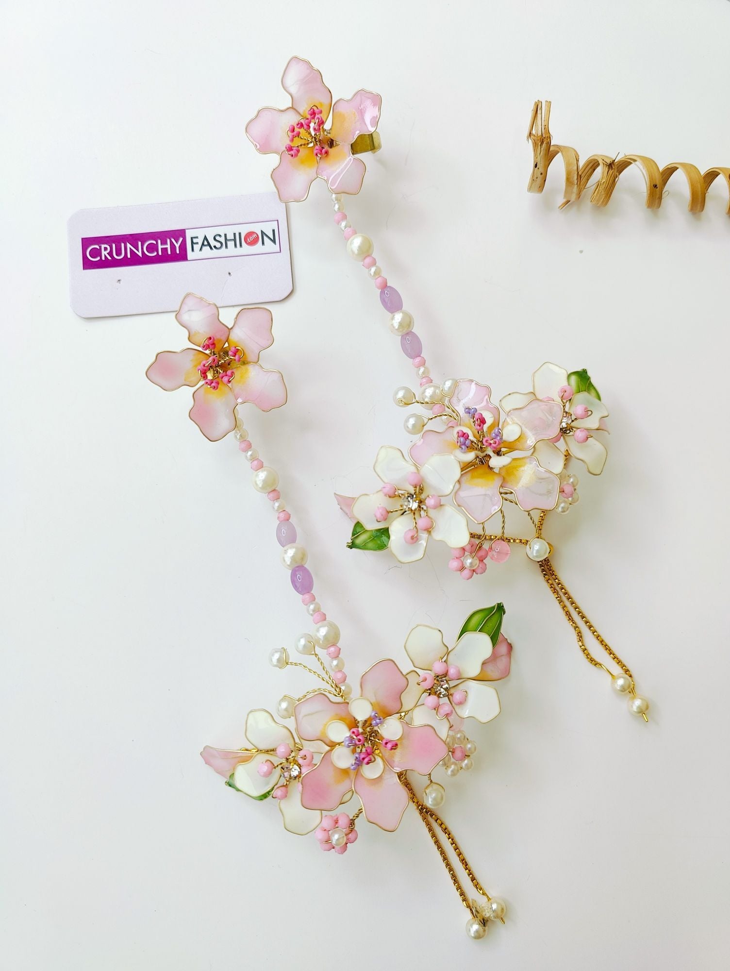 Pastel Pink Floral Haldi Resin Bridal Jewellery Set