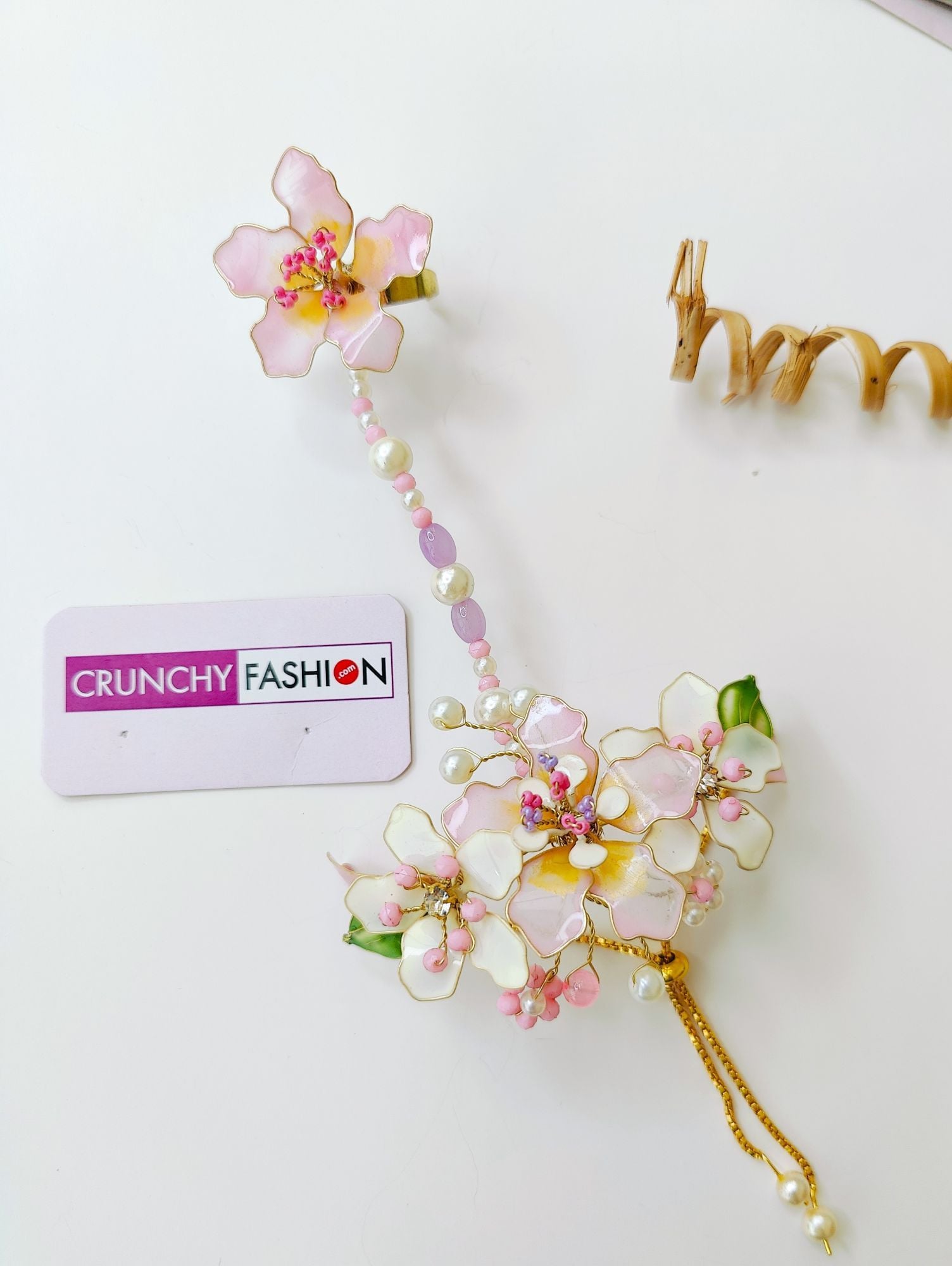 Pastel Pink Floral Haldi Resin Bridal Jewellery Set