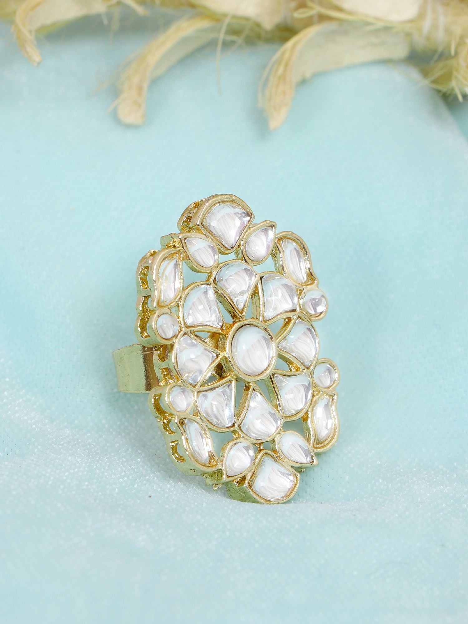 Floral Kundan Ring Mother Day Gift Set Idea for Women Party