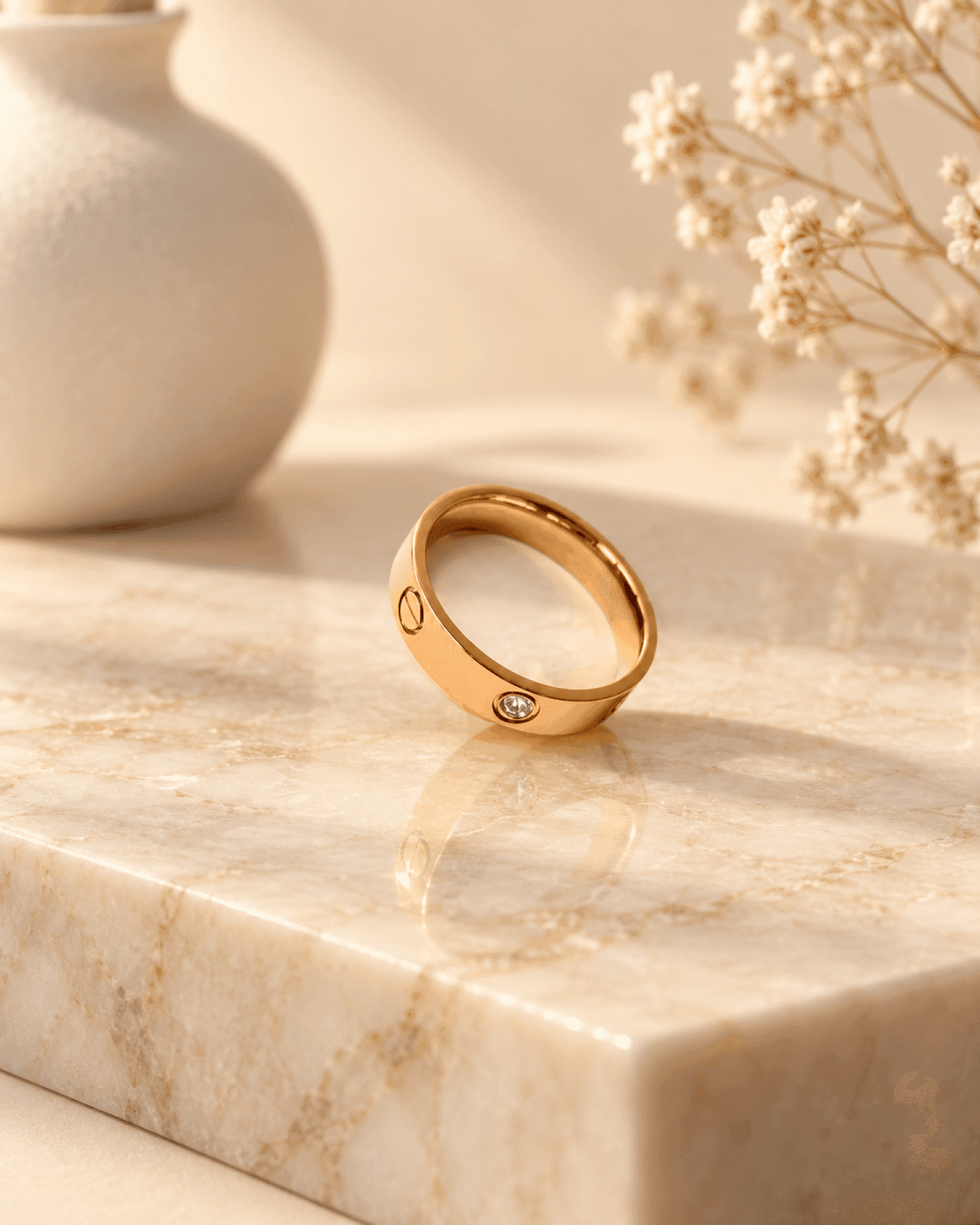Rose Gold Flat Band Anti Tarnish Adjustable Minimalist Ring