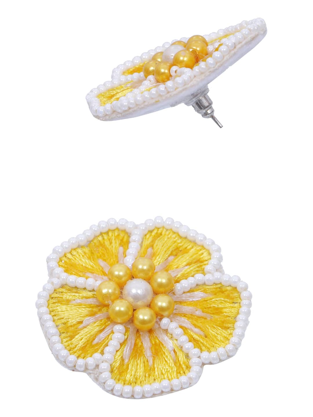 Floral Bliss: Yellow & White Beaded Flower-Shape Women's Handmade Choker Necklace