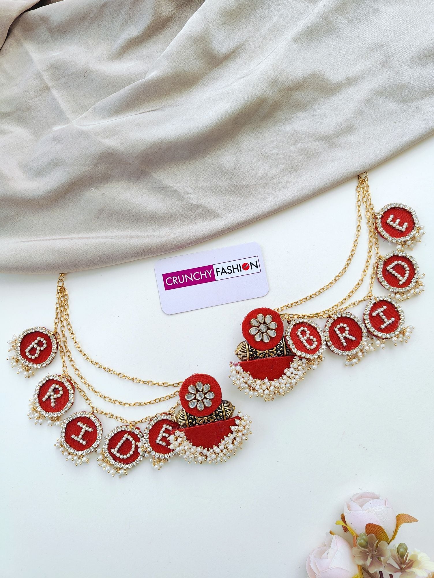 Rusted Orange Floral Haldi Bridal Jewellery Set