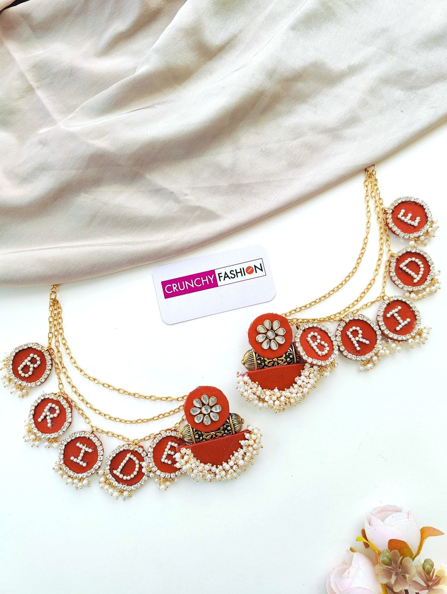 Rusted Orange Floral Haldi Bridal Jewellery Set