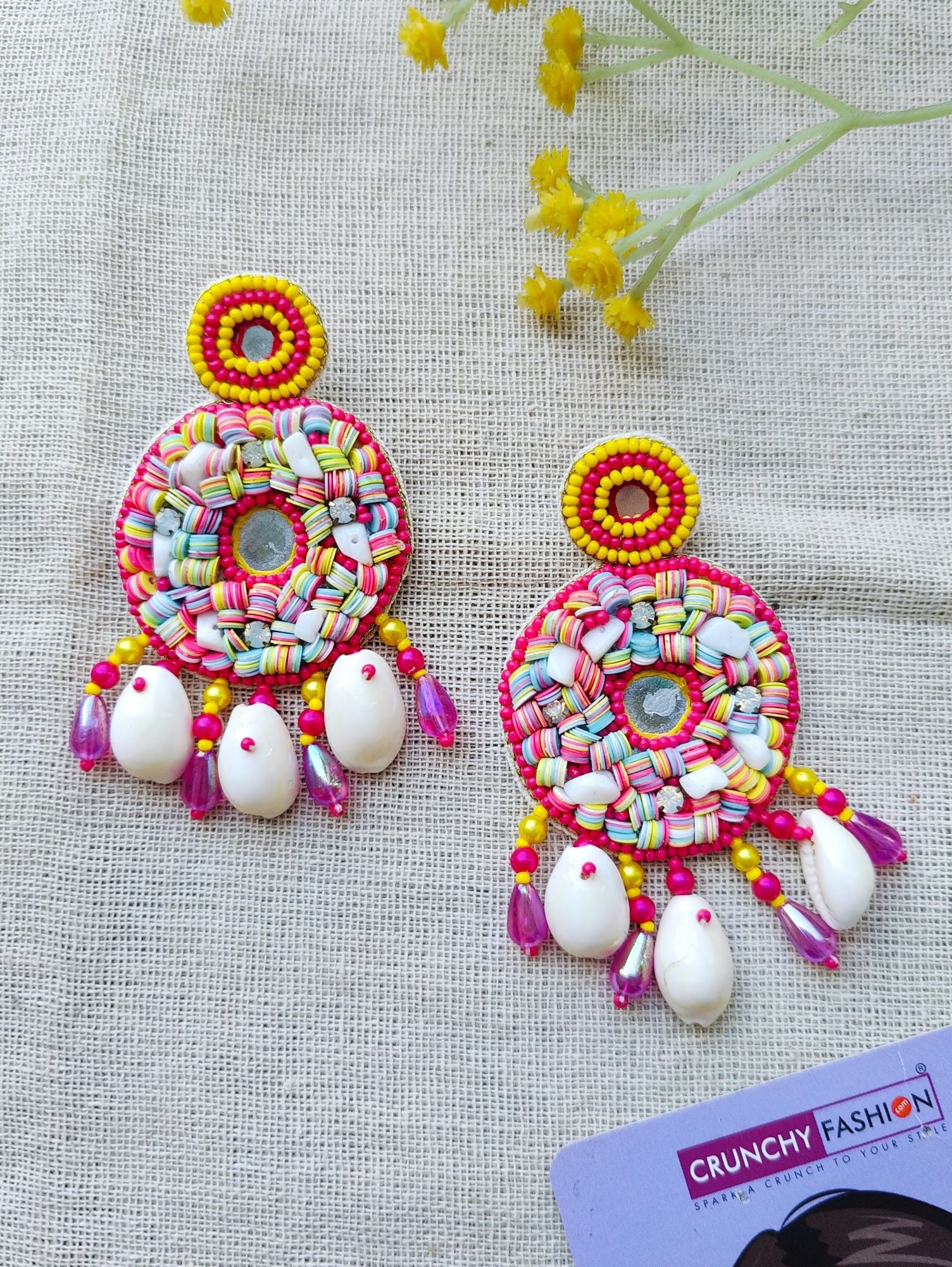 Handcrafted Pink-Yellow Pearl Jewellery Set for Haldi Bridal