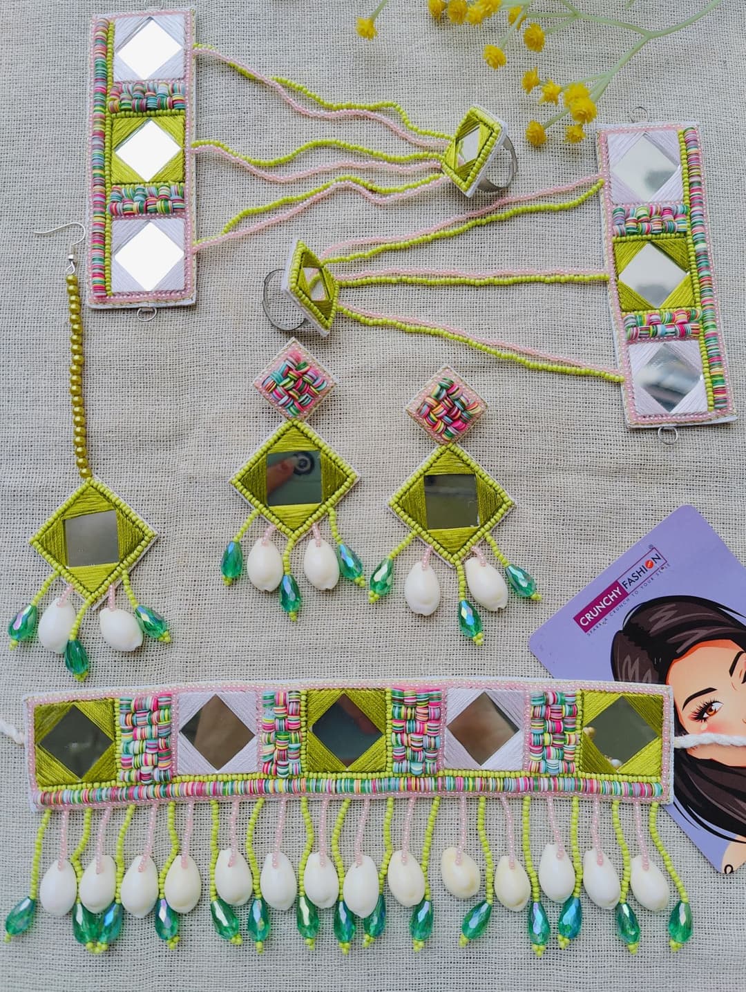 Green-Pink Handmade Wedding Extravaganza - Bridal Jewellery Set