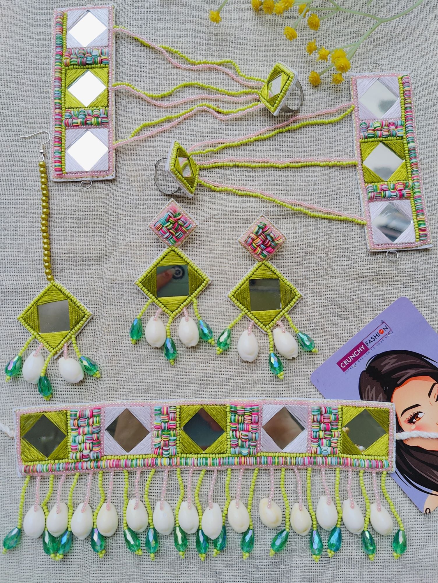 Green-Pink Handmade Wedding Extravaganza - Bridal Jewellery Set
