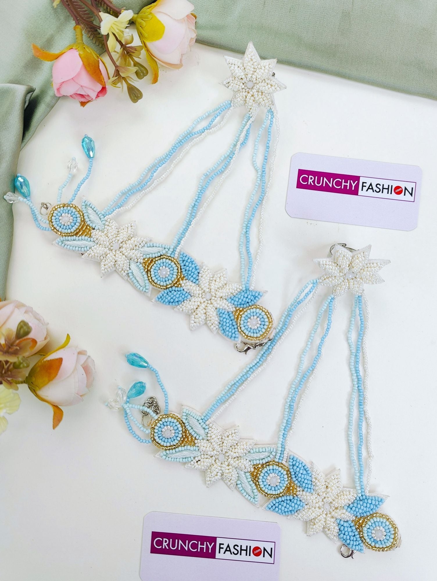 Floral Fantasy: Multicolor Pearl Haldi-Mehndi Bridal Jewelry