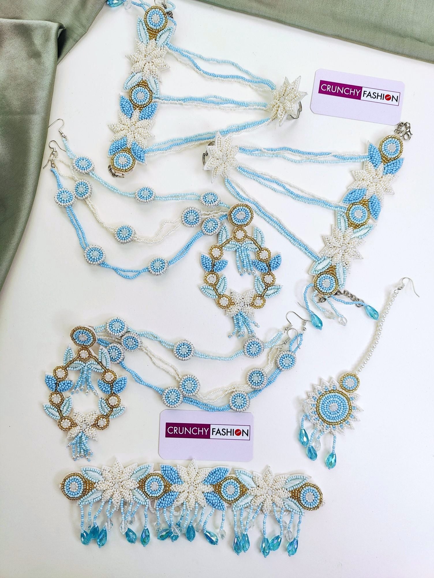 Floral Fantasy: Multicolor Pearl Haldi-Mehndi Bridal Jewelry