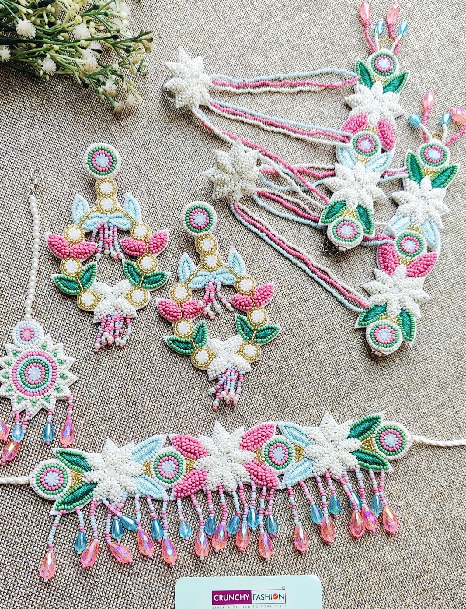 Blossoming Pastel Haldi-Mehndi Floral Jewels for Celebrations