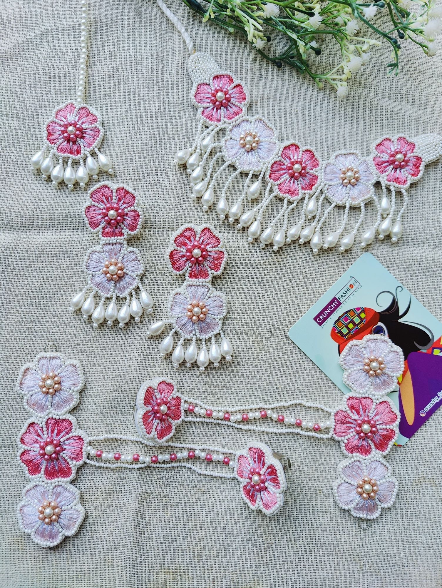 Handcrafted Floral Asymmetry: Yellow Flower Jewellery for Haldi