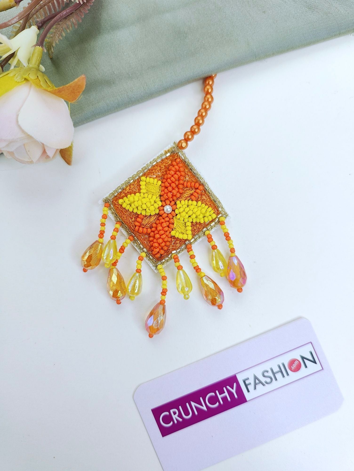 Ethnic Bloom: Handmade Multicolor Pearl Bridal Haldi-Mehndi Set