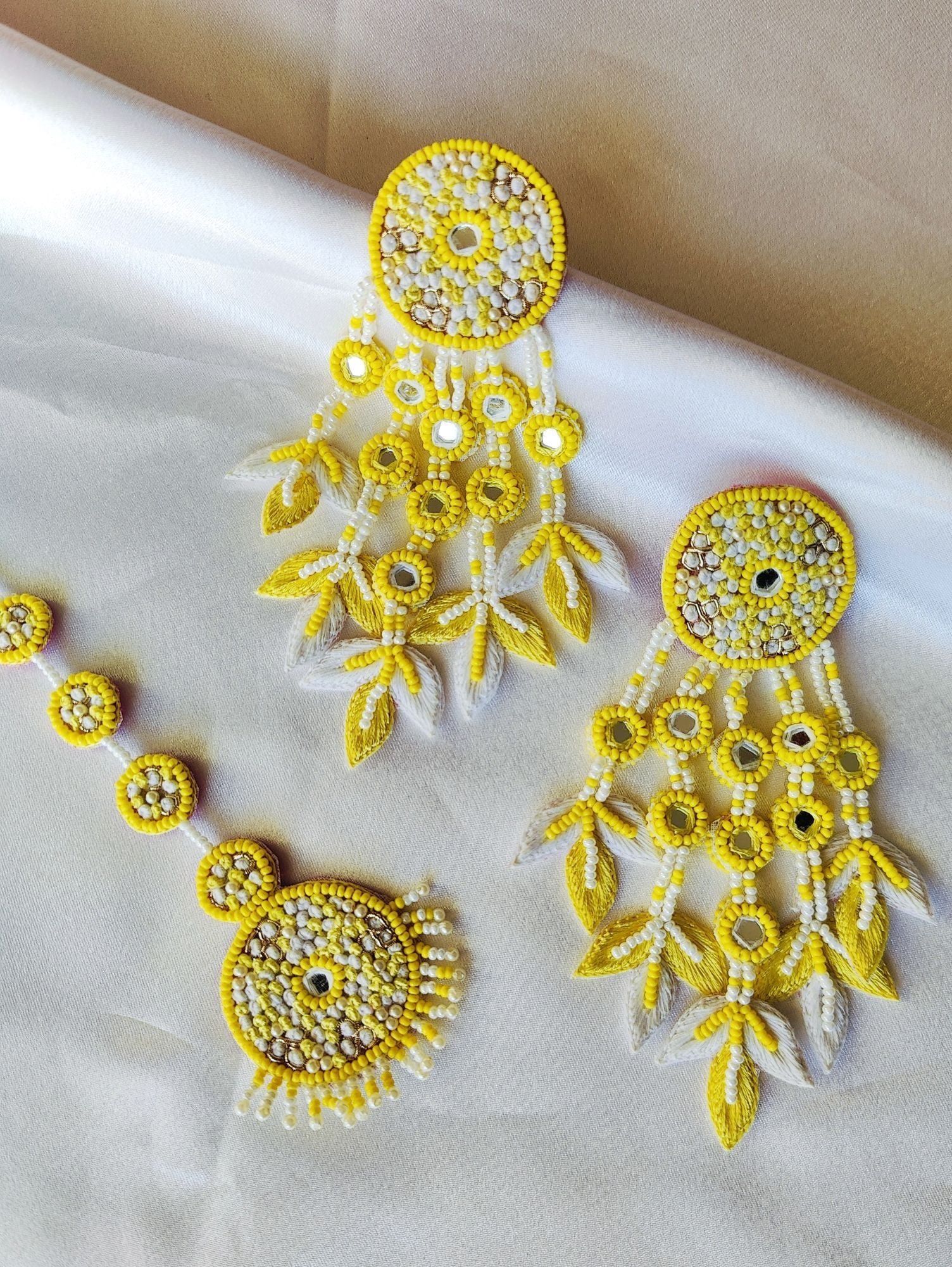 Handcrafted Sunny Blossom Haldi Jewelry Set for Women