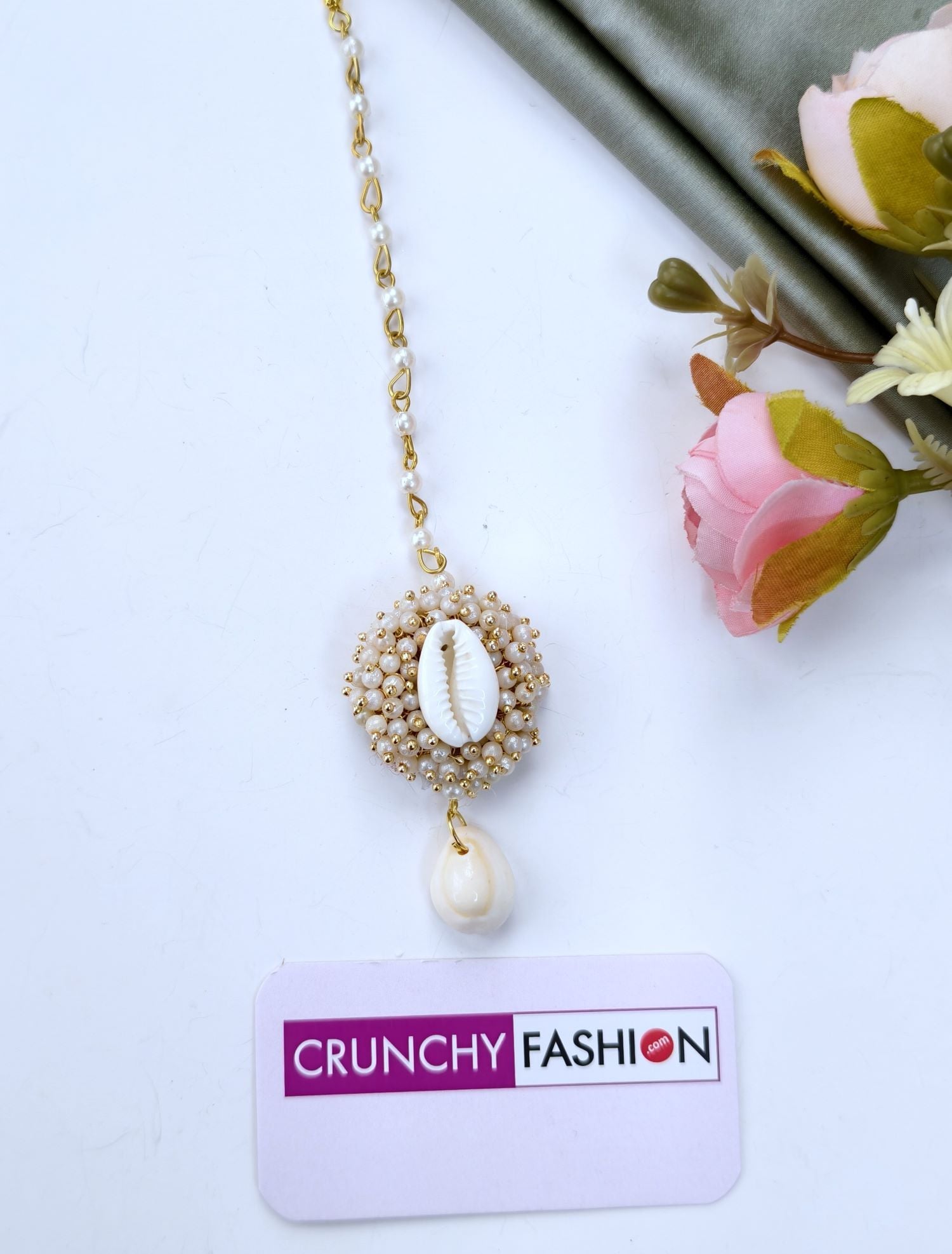Handmade Pearl & Cowrie Shell Jewellery Set for Haldi & Mehndi