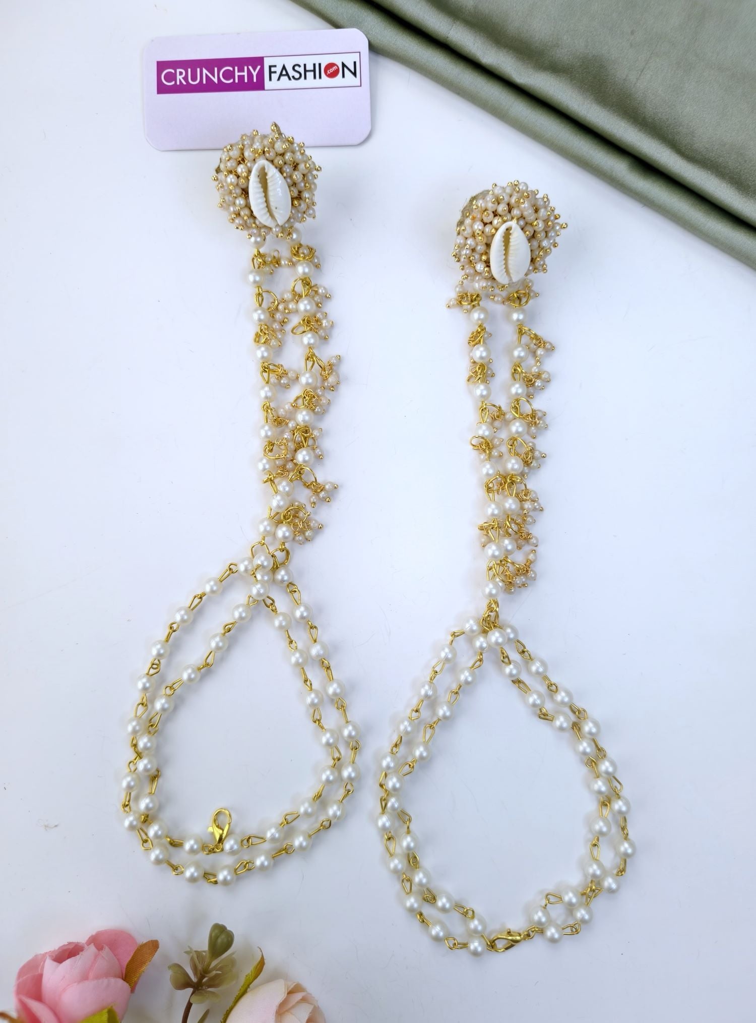 Handmade Pearl & Cowrie Shell Jewellery Set for Haldi & Mehndi