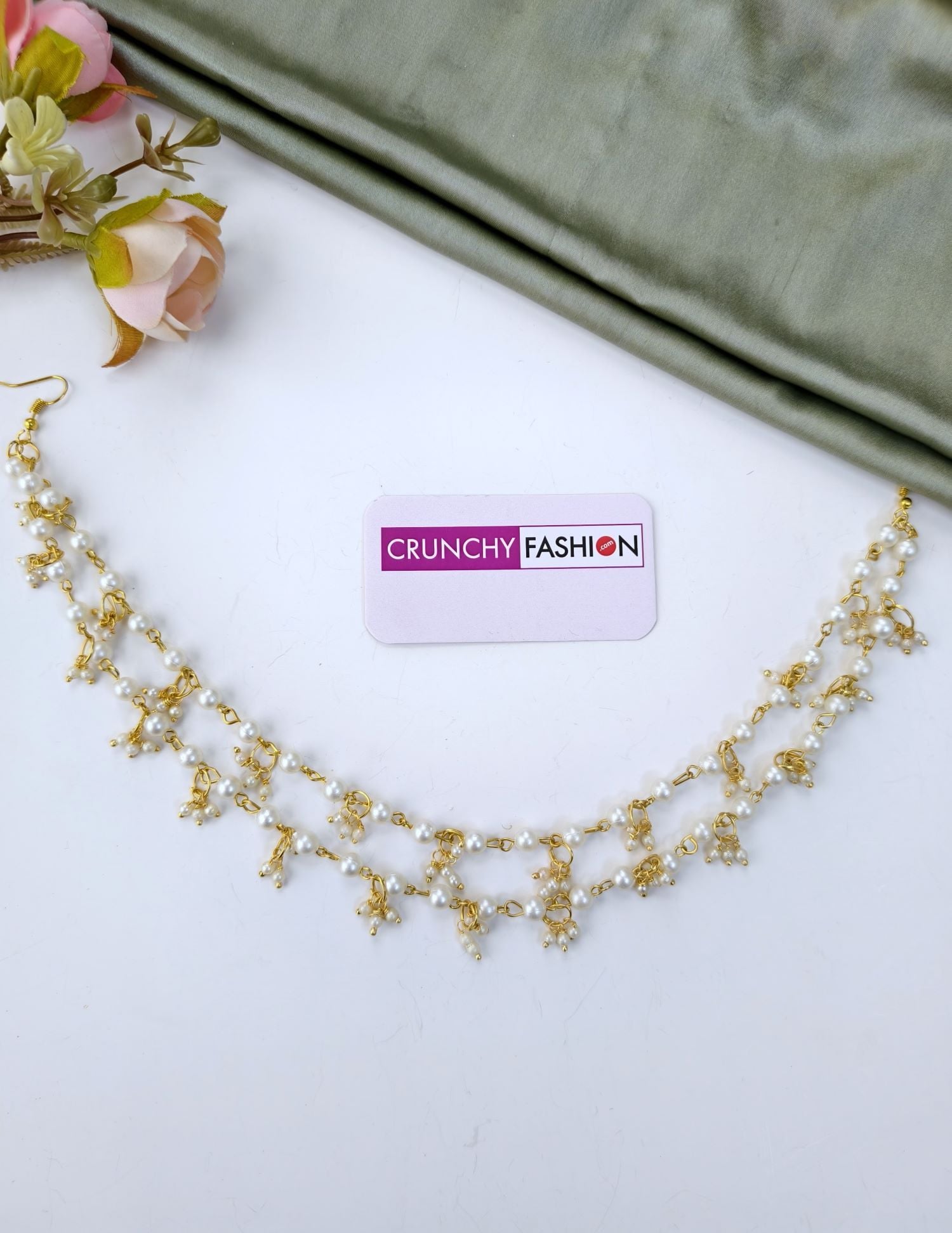 Handmade Pearl & Cowrie Shell Jewellery Set for Haldi & Mehndi