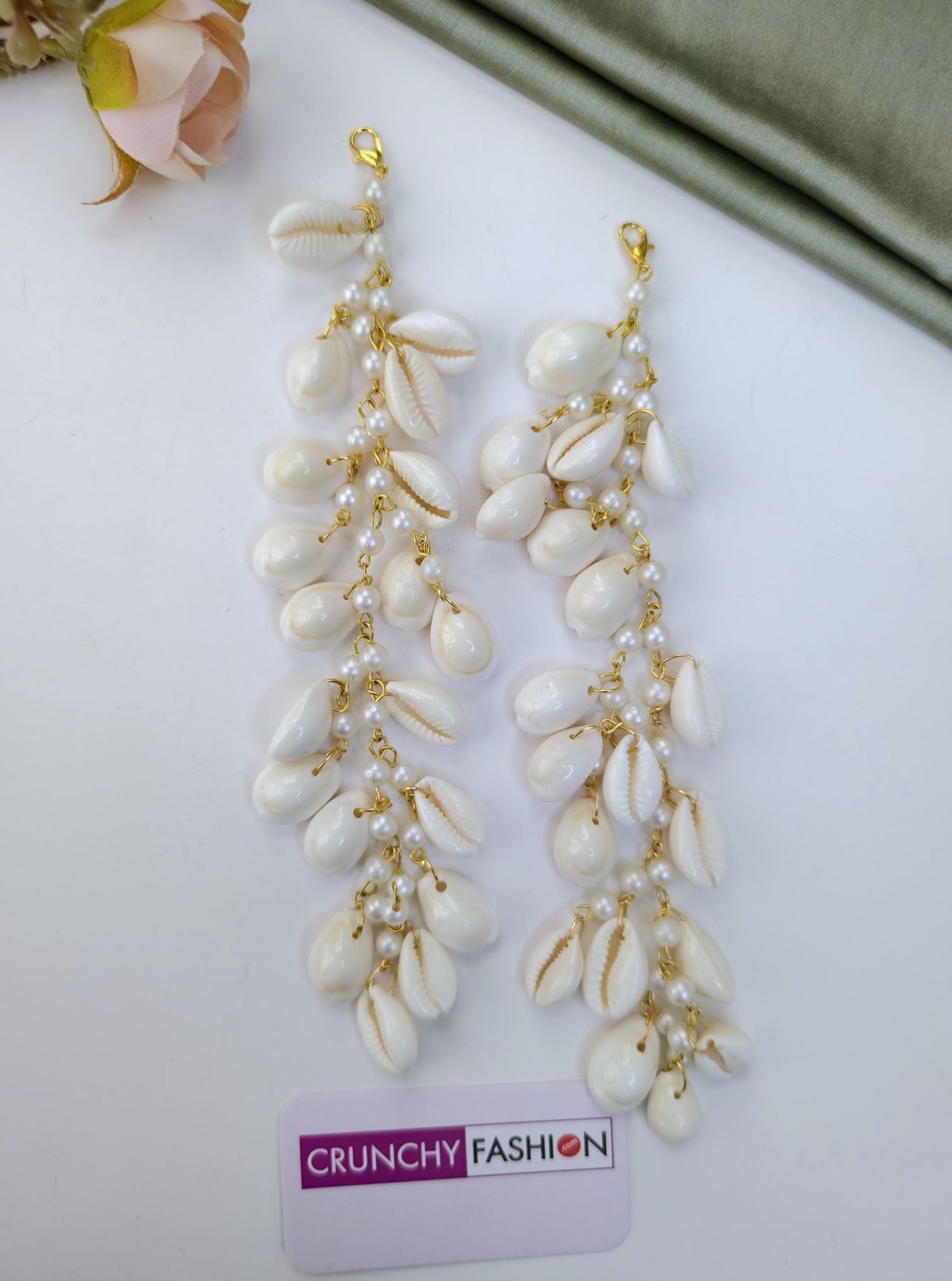Handmade Pearl & Cowrie Shell Jewellery Set for Haldi & Mehndi