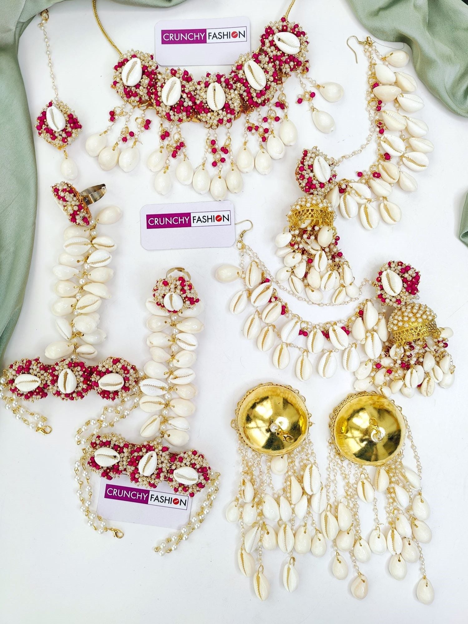Handmade Cowrie Sea Shell Jewellery Set for Haldi
