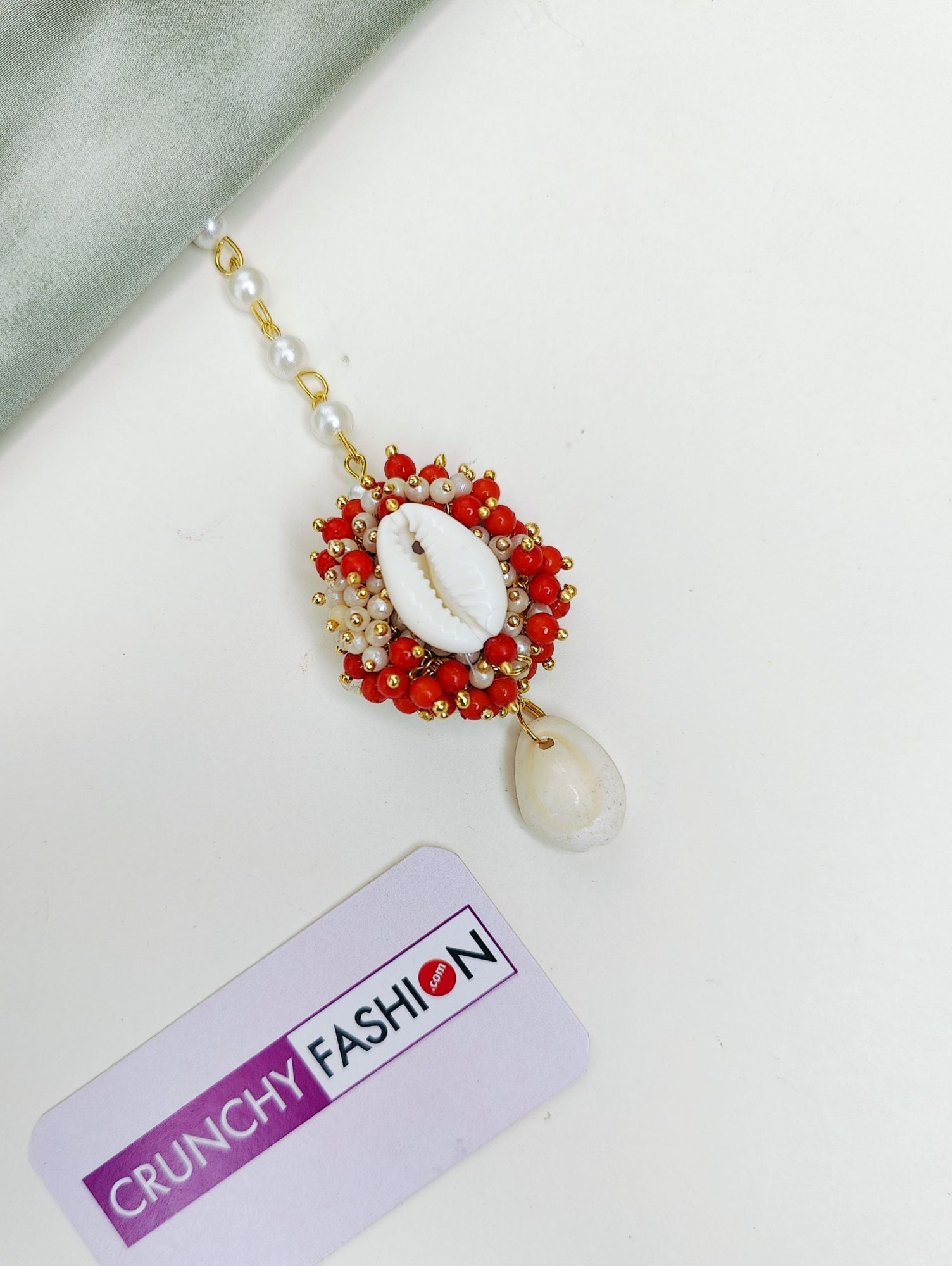 Traditional Red Cowrie Shell Haldi Jewellery Set for Wedding