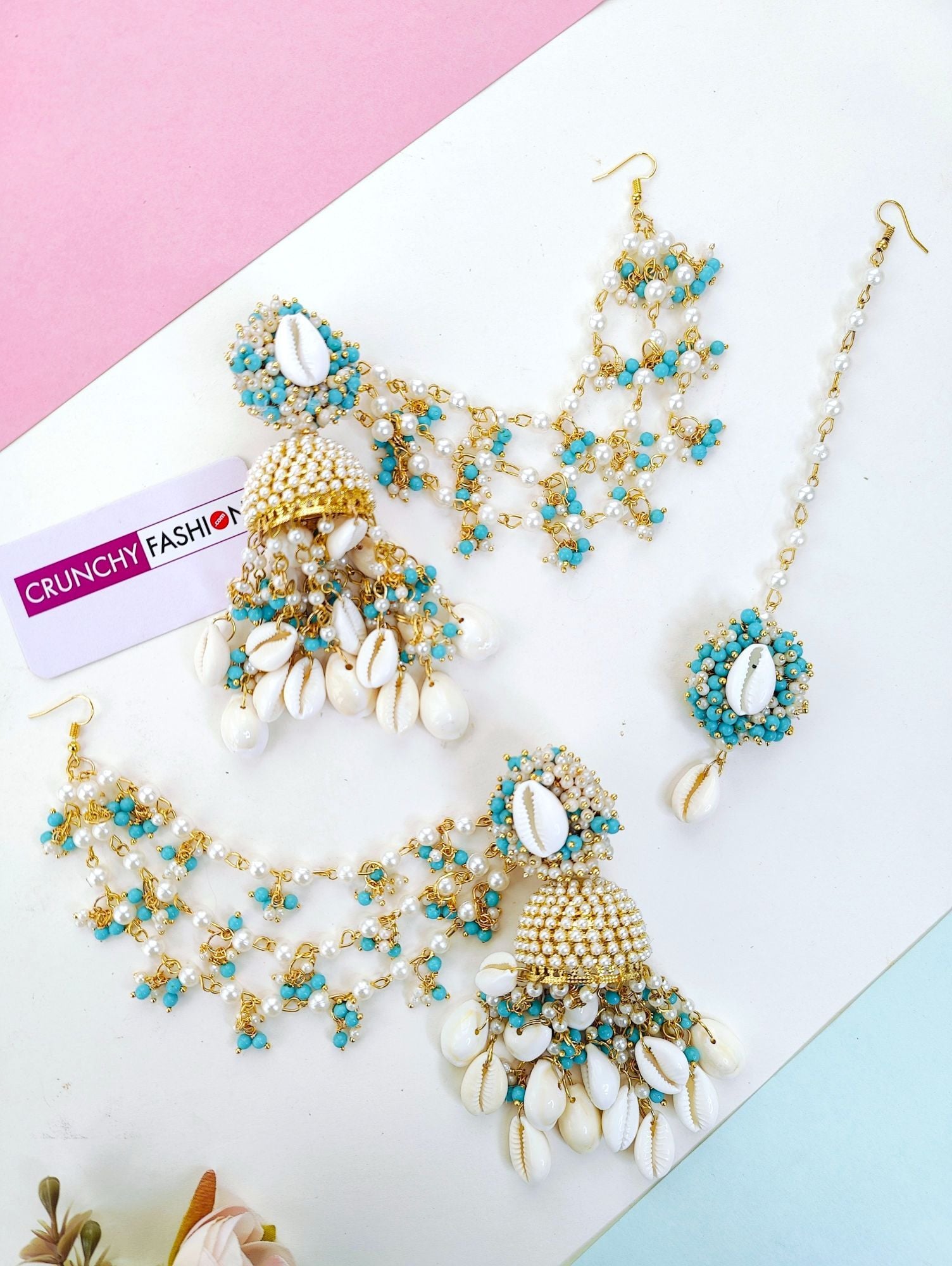 Lavender Sea Shell Haldi Mehndi Jewellery Set