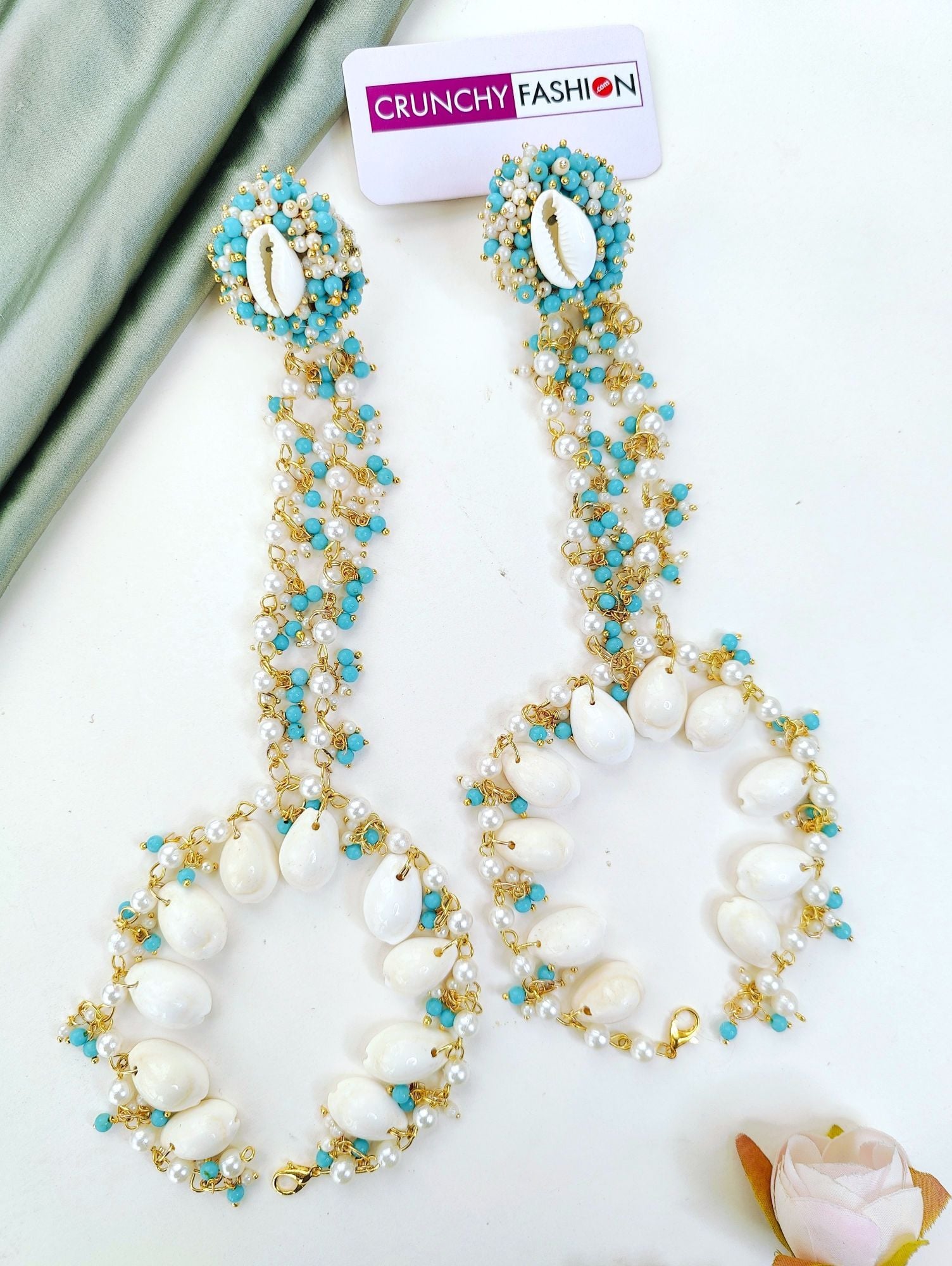 Lavender Sea Shell Haldi Mehndi Jewellery Set