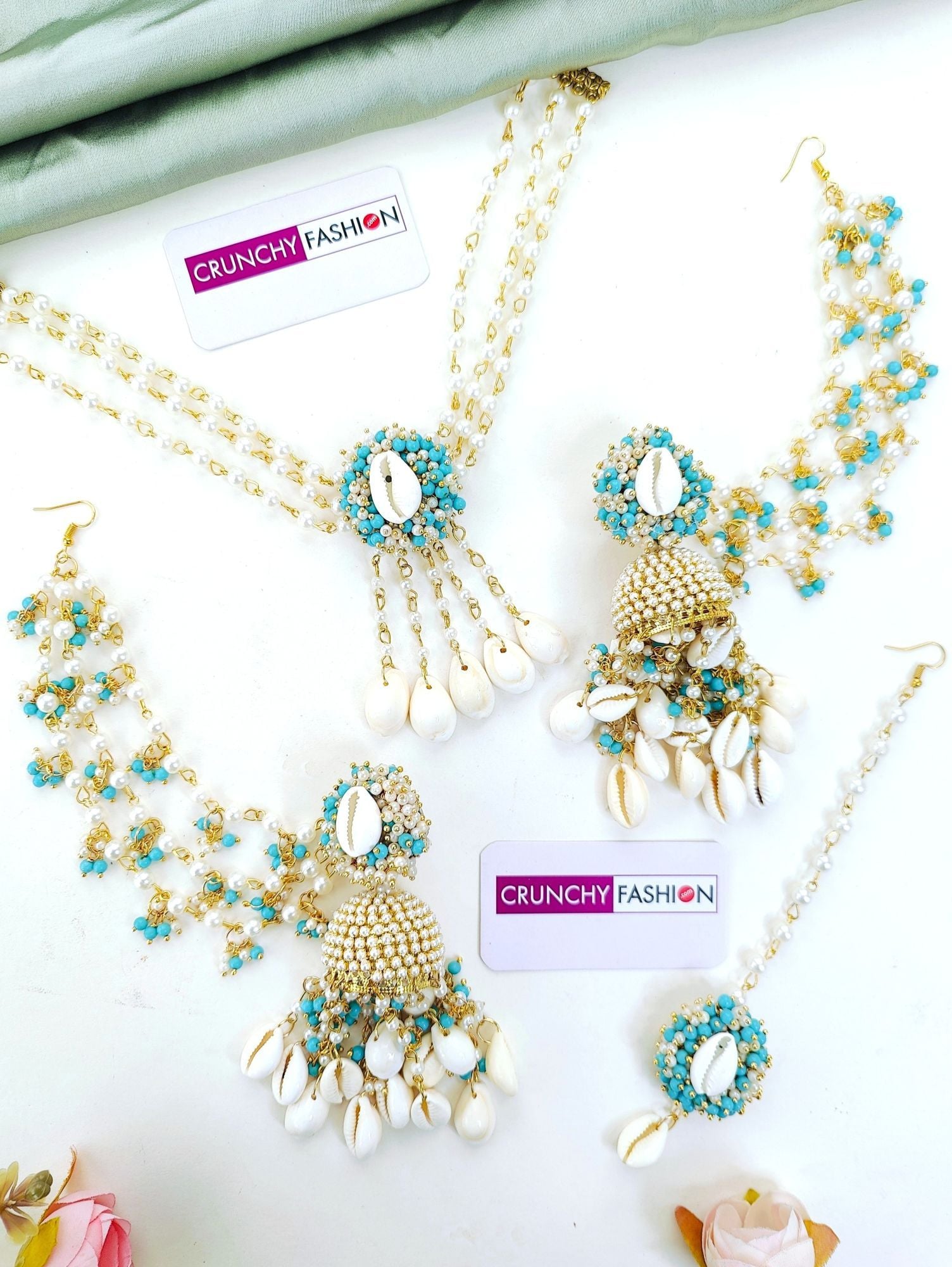 Lavender Sea Shell Haldi Mehndi Jewellery Set