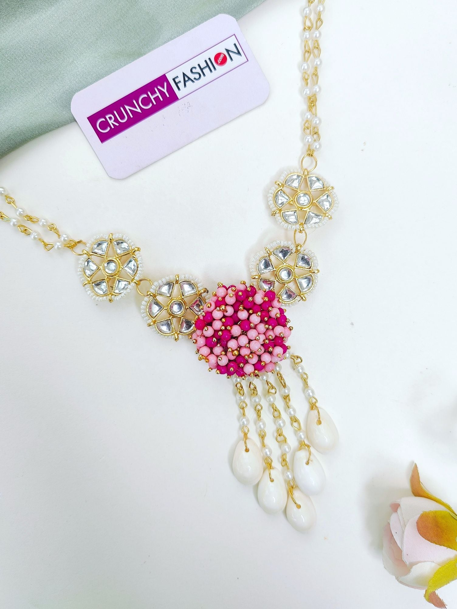 Lavender Glow Sea Shell & Pearl Haldi Mehndi Jewellery Set