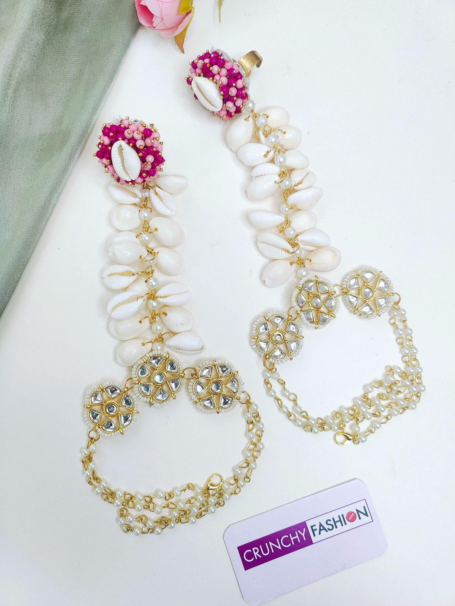 Lavender Glow Sea Shell & Pearl Haldi Mehndi Jewellery Set