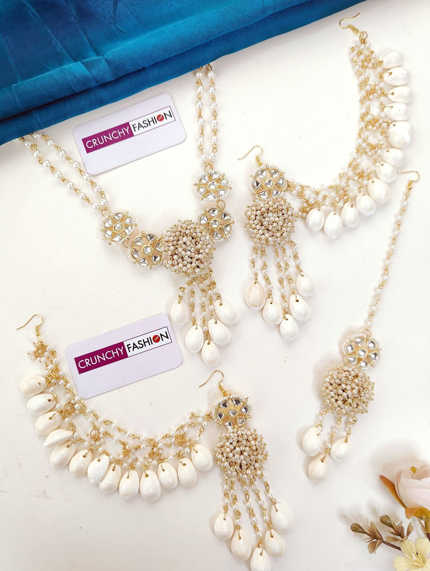 Traditional Haldi Jewellery Set for Bride with Cowrie Shell
