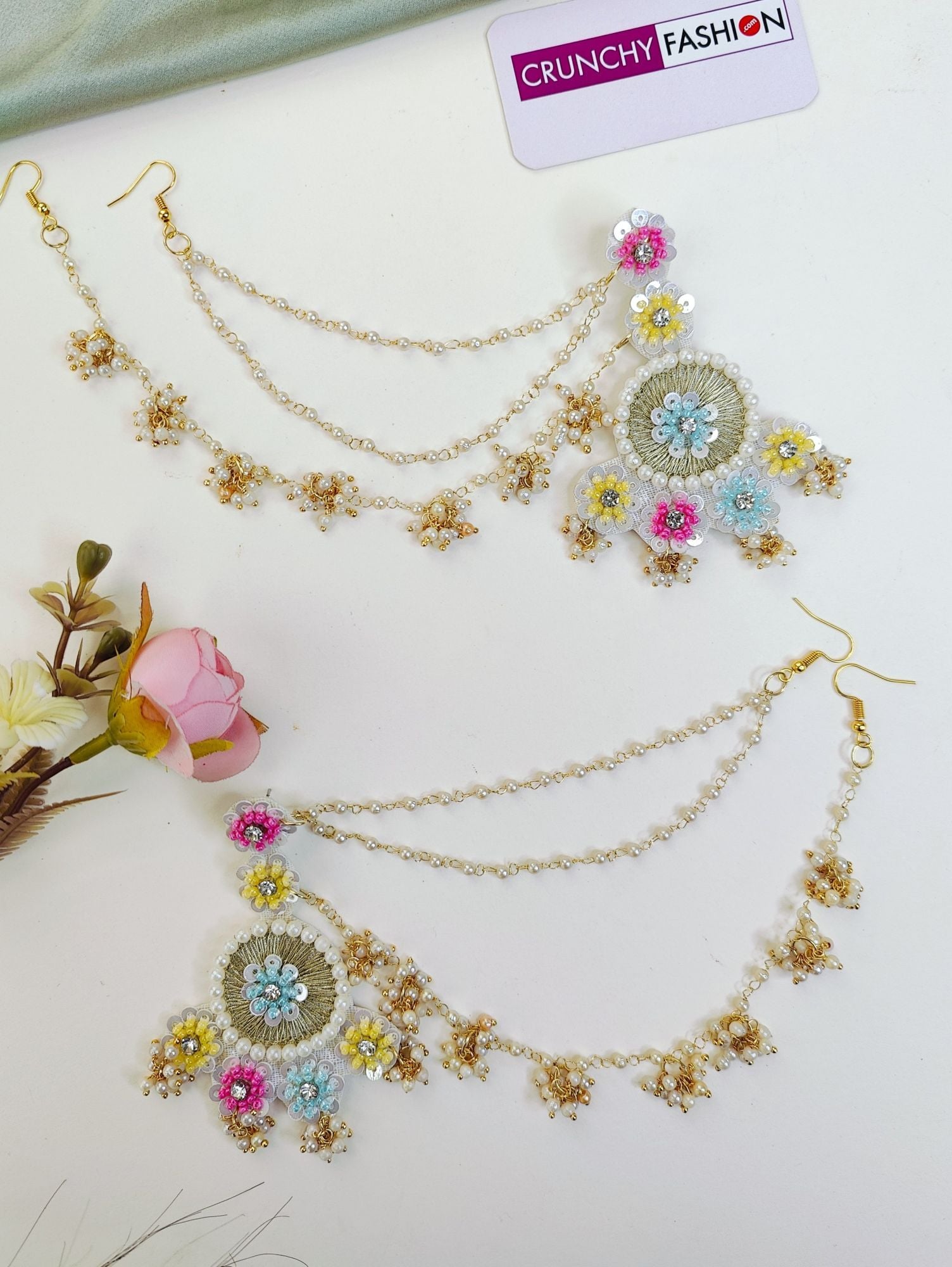 Bridal Bliss: Handmade Pink-Yellow-Blue Designer Carnival Set for Haldi Ceremony