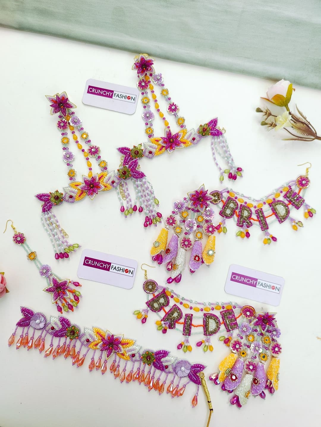 Carnival Hues: Handmade Multicolor Bridal Jewellery Set for Haldi-Mehndi Ceremonies