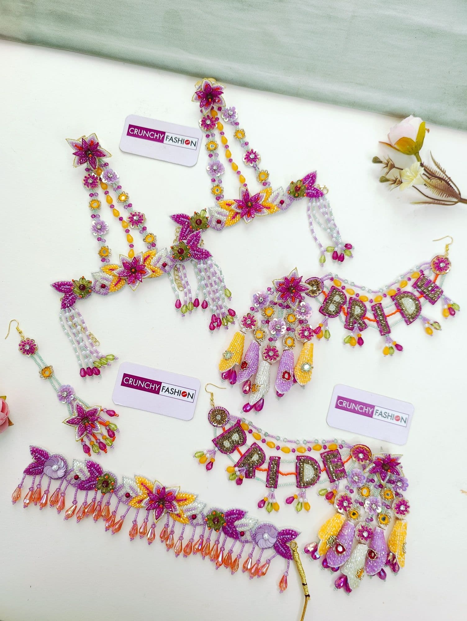 Carnival Hues: Handmade Multicolor Bridal Jewellery Set for Haldi-Mehndi Ceremonies