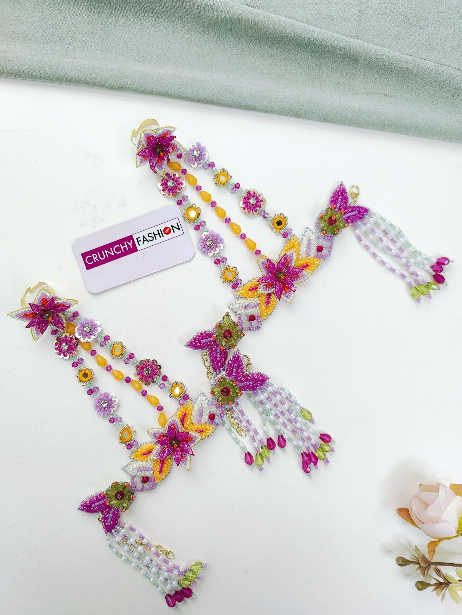 Carnival Hues: Handmade Multicolor Bridal Jewellery Set for Haldi-Mehndi Ceremonies