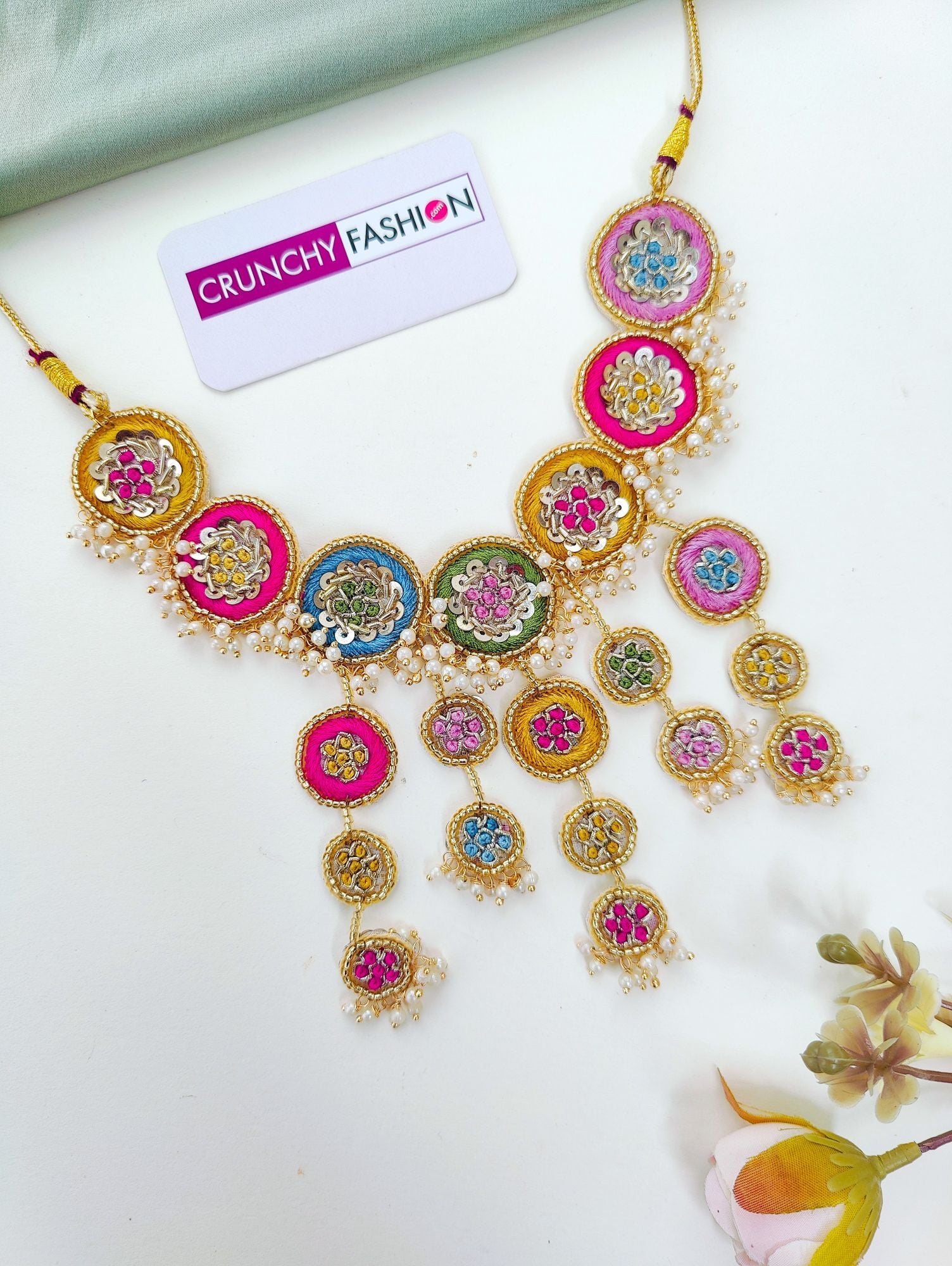 Handmade Multicolored Rose Haldi Bridal Jewellery Set