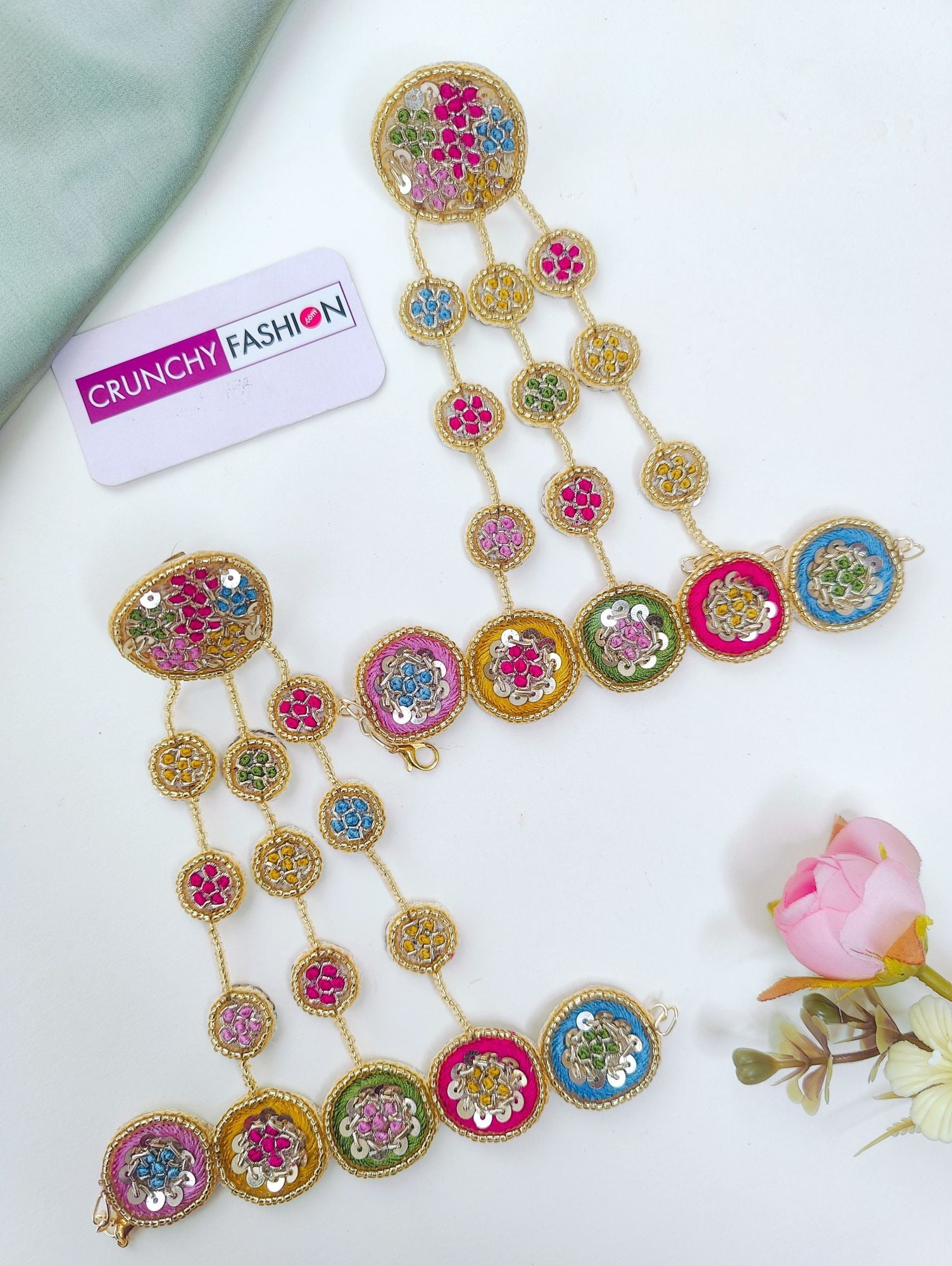 Handmade Multicolored Rose Haldi Bridal Jewellery Set