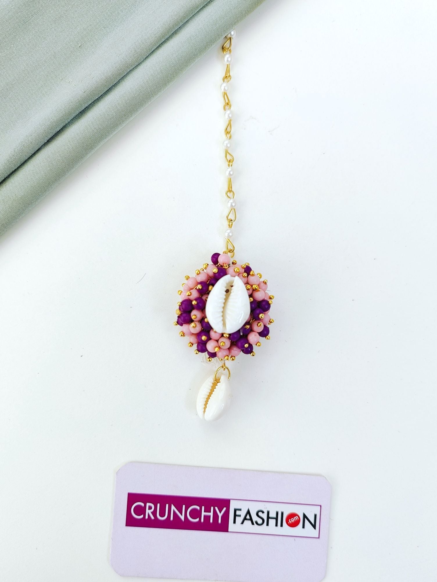 Lavender-Pink Haldi Sea Shell Flower Jewellery Set