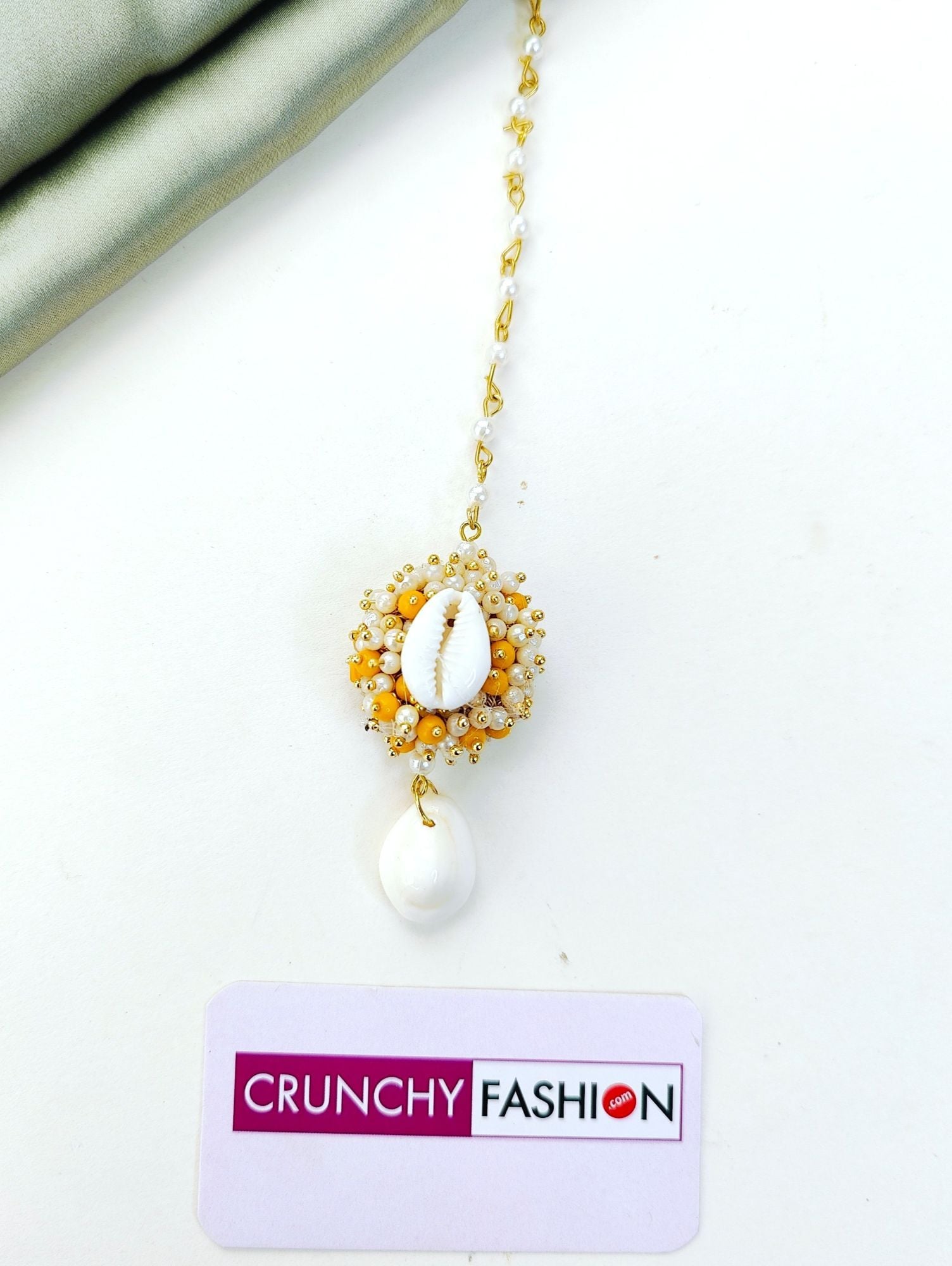 Handmade Cowrie Shell Haldi Jewellery Set with Pearl Beads