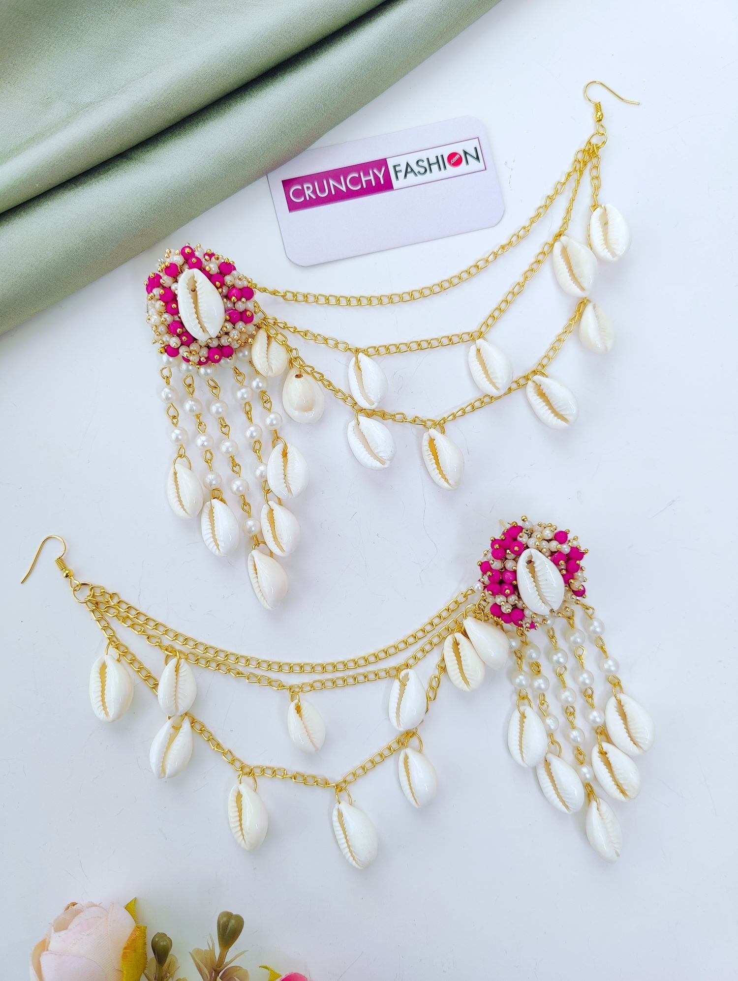 Bridal Pink Pearl Cowrie Sea Shell Haldi Set