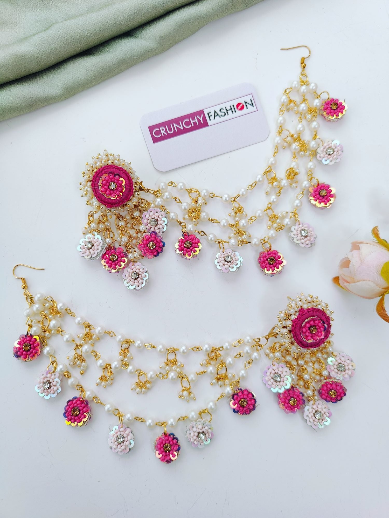 Pink Haldi Handmade Floral Jewellery Set