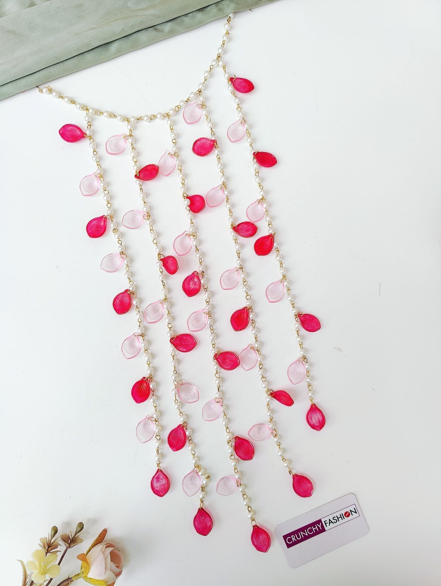 Pink Floral Haldi Wedding Hair Pins Accessory