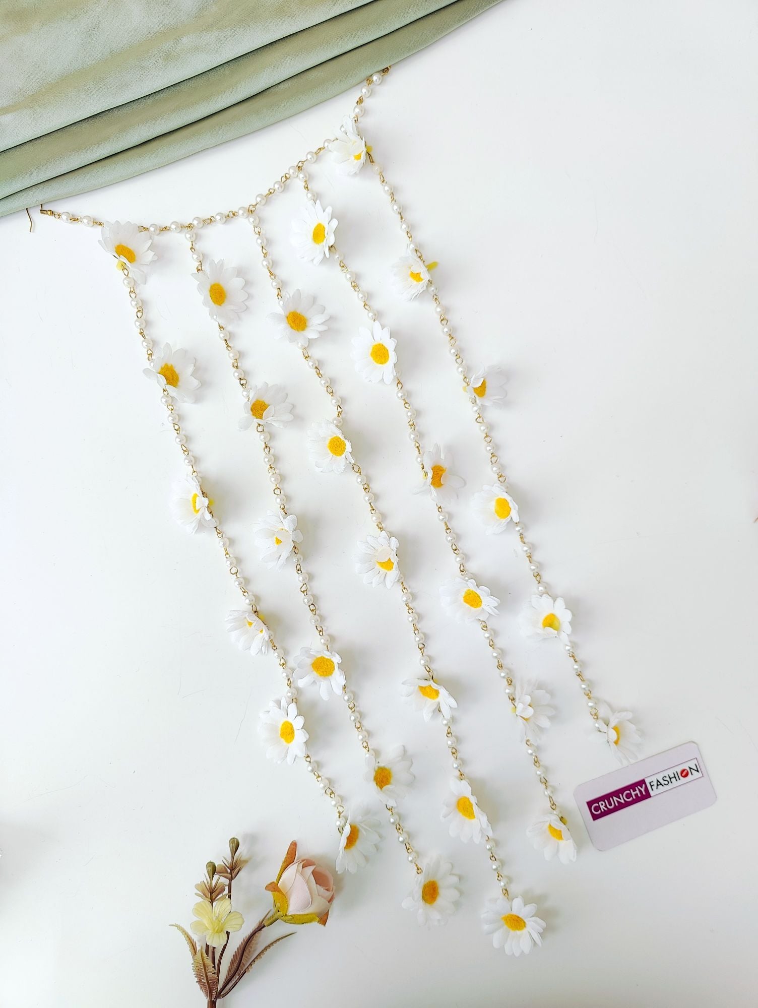Yellow White Daisy Floral Haldi Hair Accessory Pin